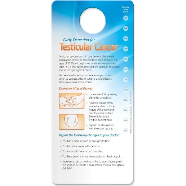 Self-exam shower card perforated monthly punch-out rounds, waterproof reminder card