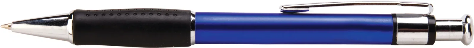 Brewster Pen. Metallic barrel retractable ballpoint pen with rubber grip for office giveaways, view 2