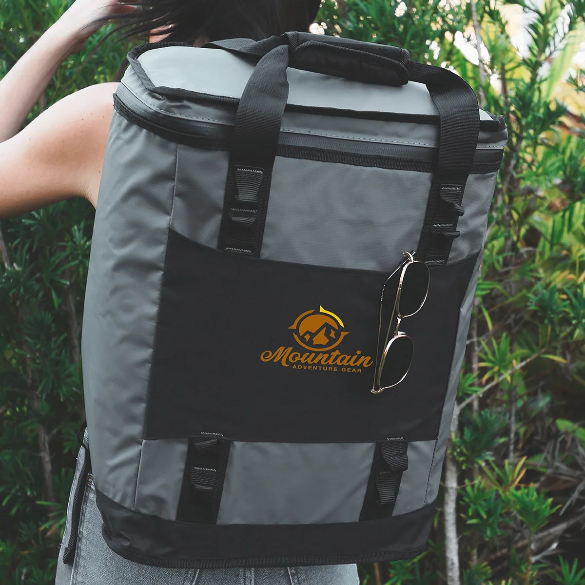 Promotional Brewtus XL Cooler Backpack being worn