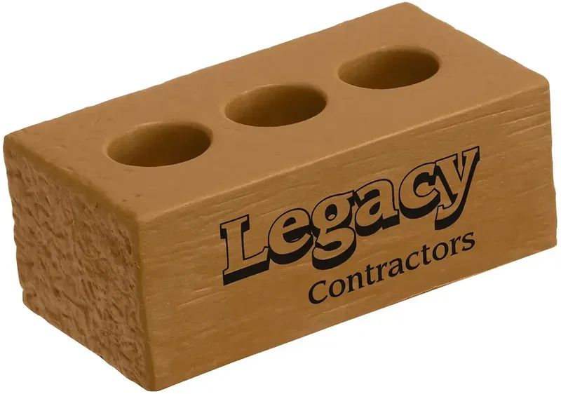 Brick With Holes Stress Reliever, a custom hollow-brick squeeze toy for branded masonry promotions