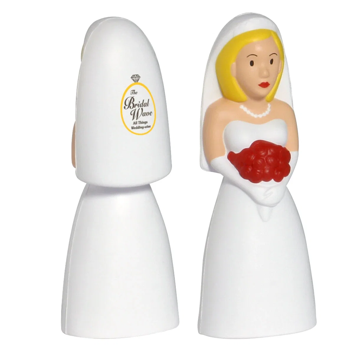 Bride shaped stress reliever with a tall, slender silhouette