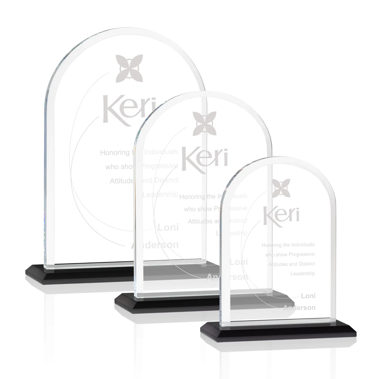Custom Thick Starfire Crystal Arch Award on a Color Base, awards for employee recognition
