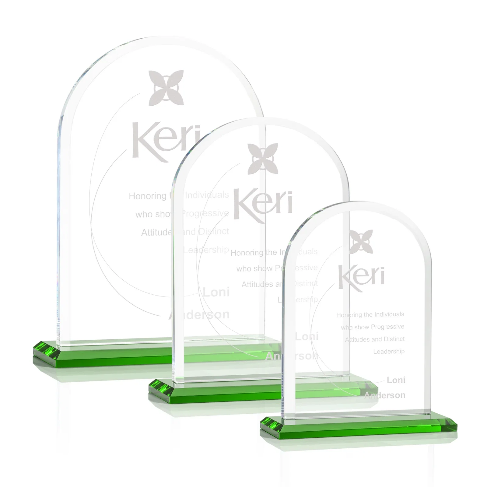 Personalized Thick Starfire Crystal Arch Award on a Color Base, awards for employee recognition