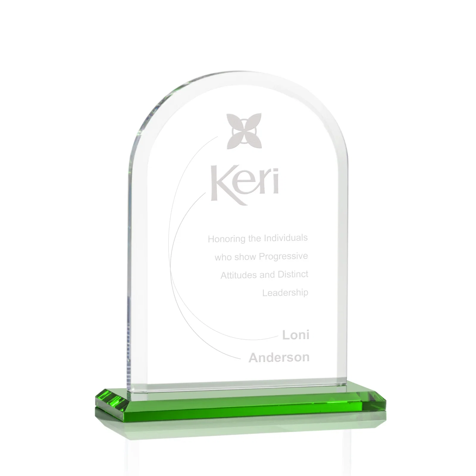 Personalized Thick Starfire Crystal Arch Award on a Color Base, awards for corporate award ceremonies