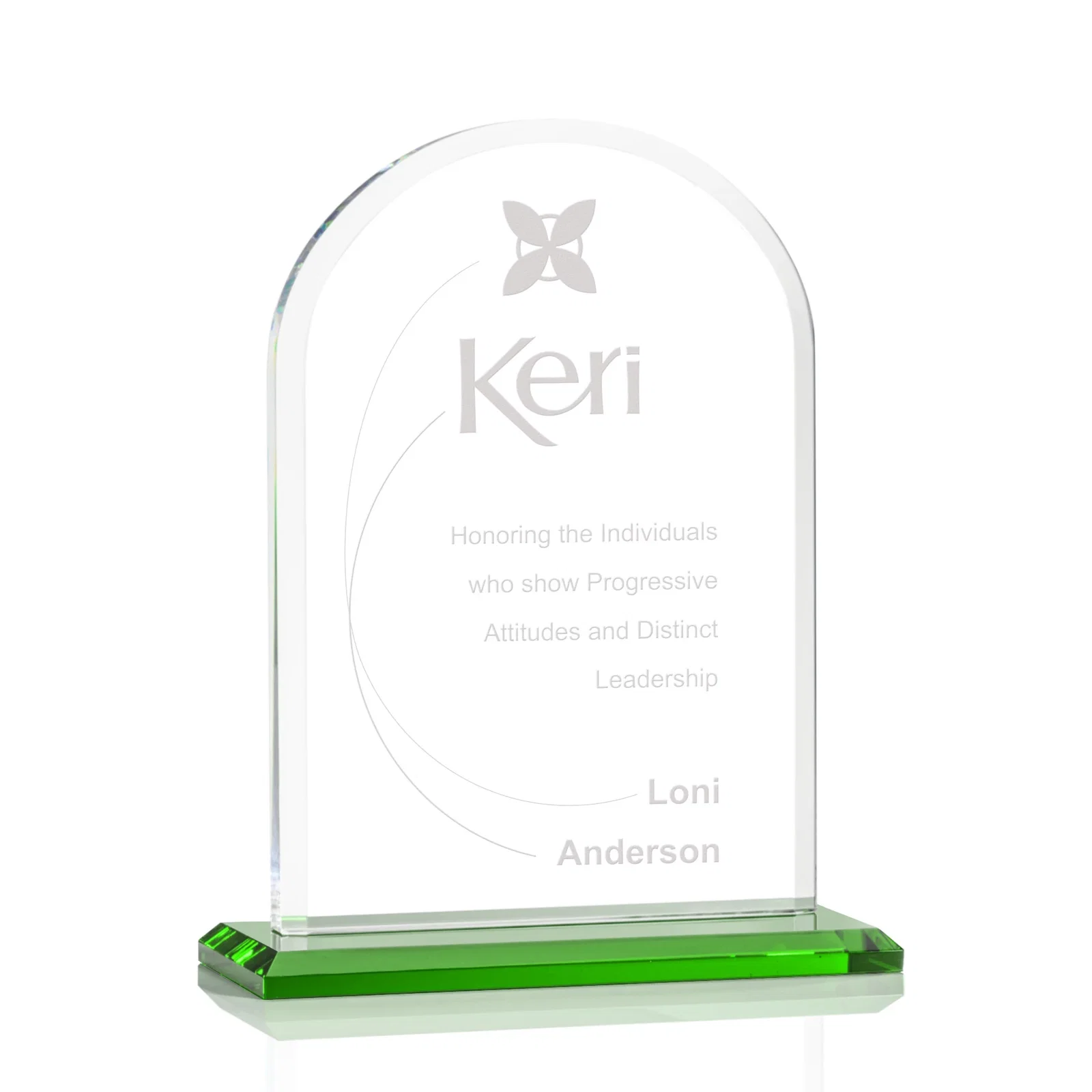 Personalized Thick Starfire Crystal Arch Award on a Color Base, awards for service anniversary gifts