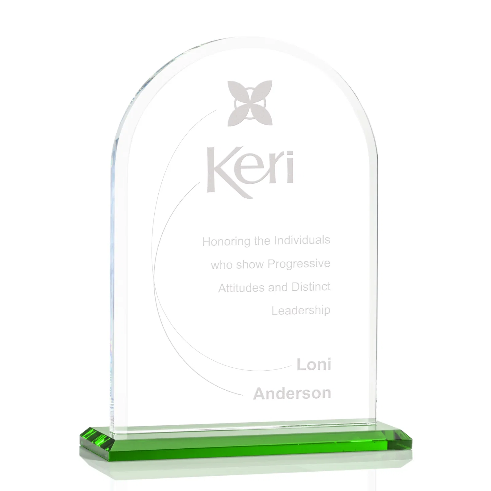 Personalized Thick Starfire Crystal Arch Award on a Color Base, awards for sales achievement awards