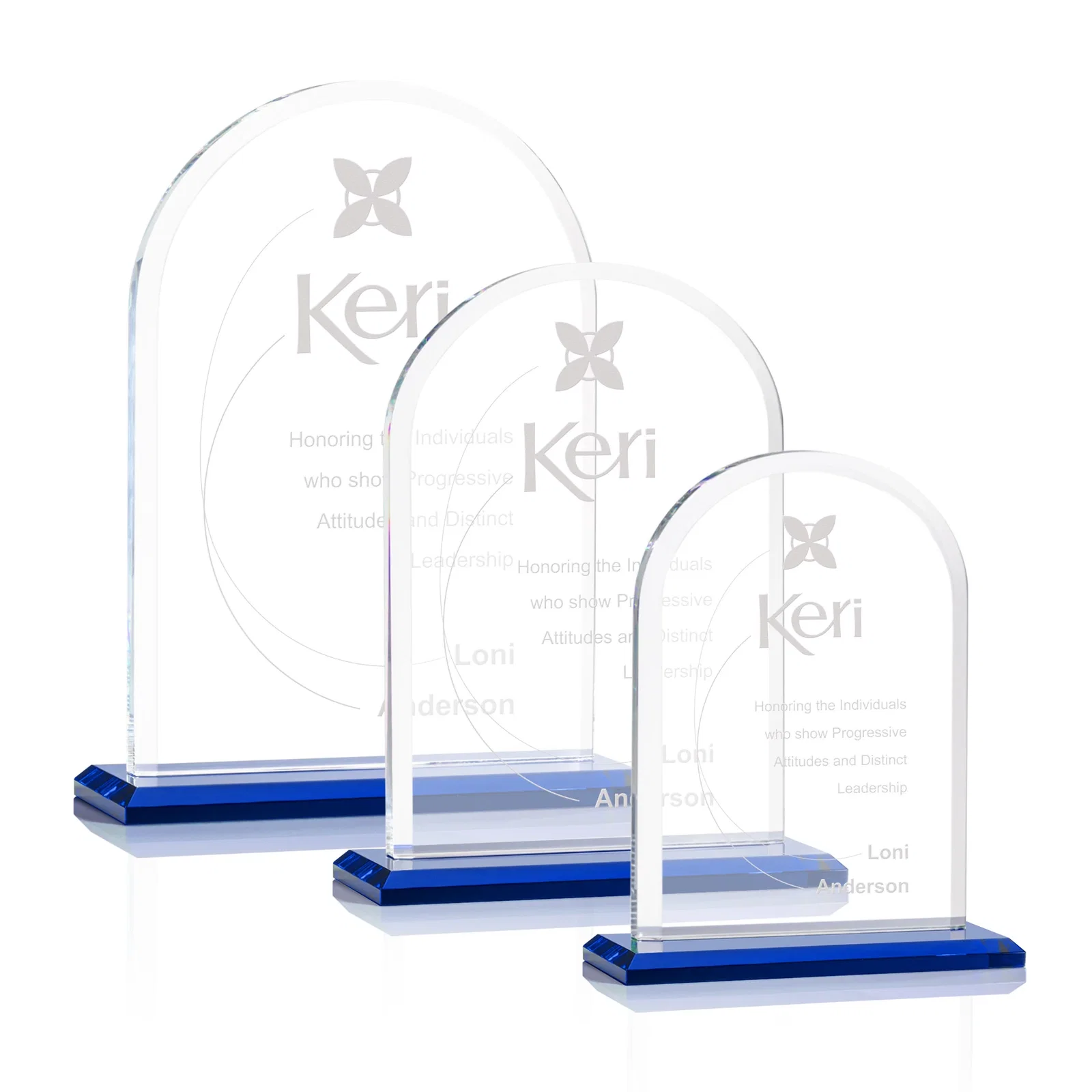 Personalized Thick Starfire Crystal Arch Award on a Color Base, awards for retirement presentations