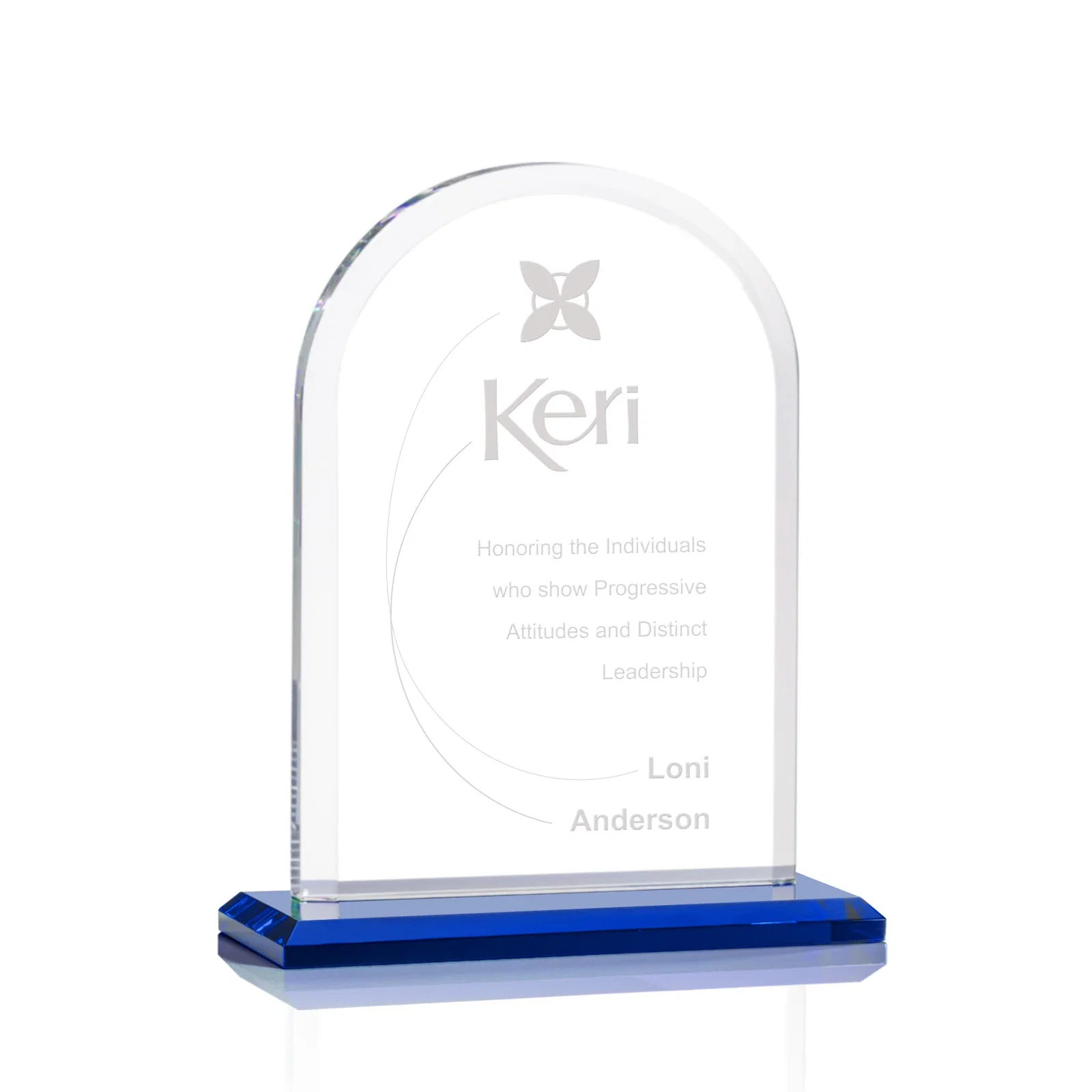 Personalized Thick Starfire Crystal Arch Award on a Color Base, awards for team milestone celebrations
