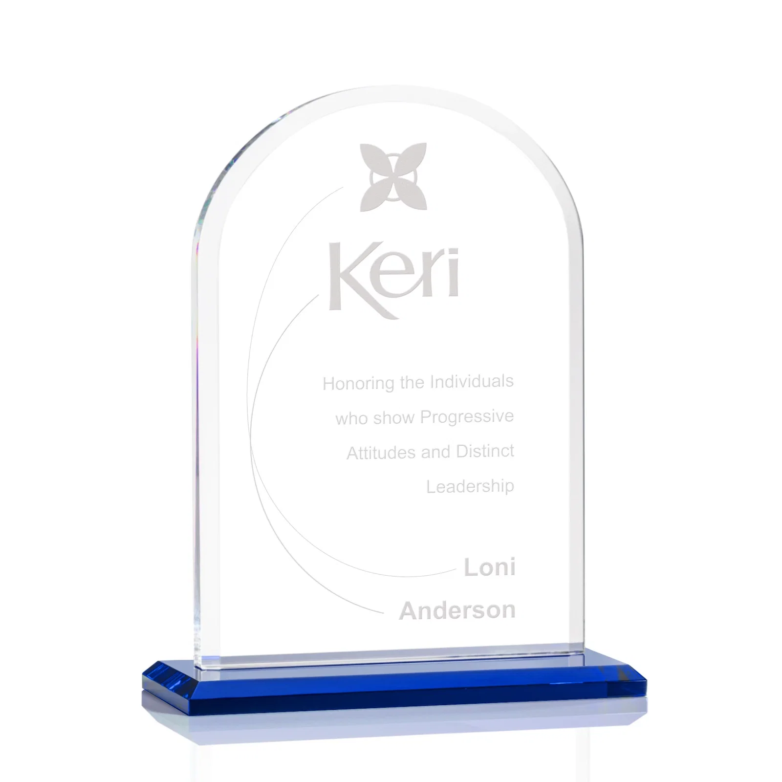 Personalized Thick Starfire Crystal Arch Award on a Color Base, awards for donor appreciation