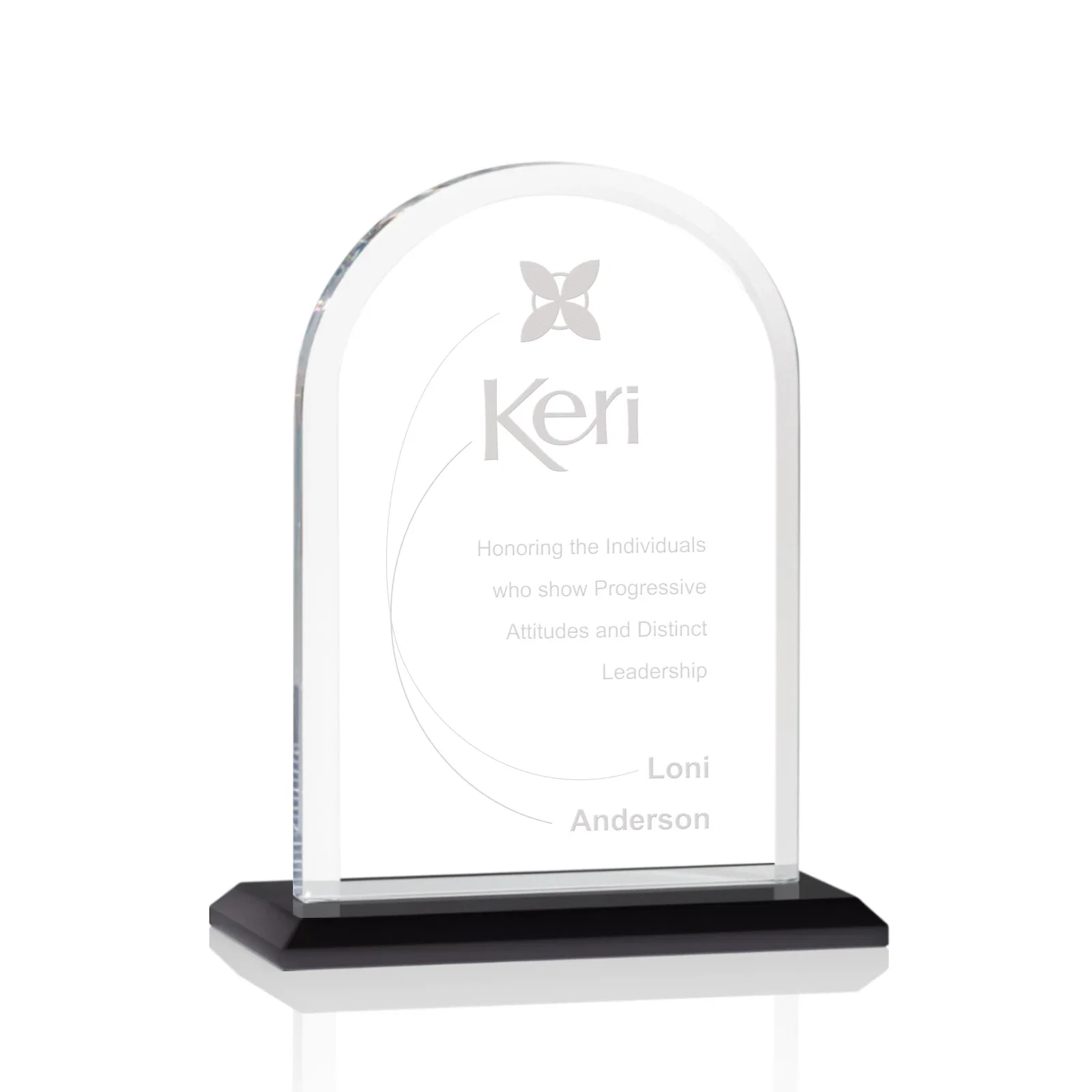 Custom Thick Starfire Crystal Arch Award on a Color Base, awards for corporate award ceremonies
