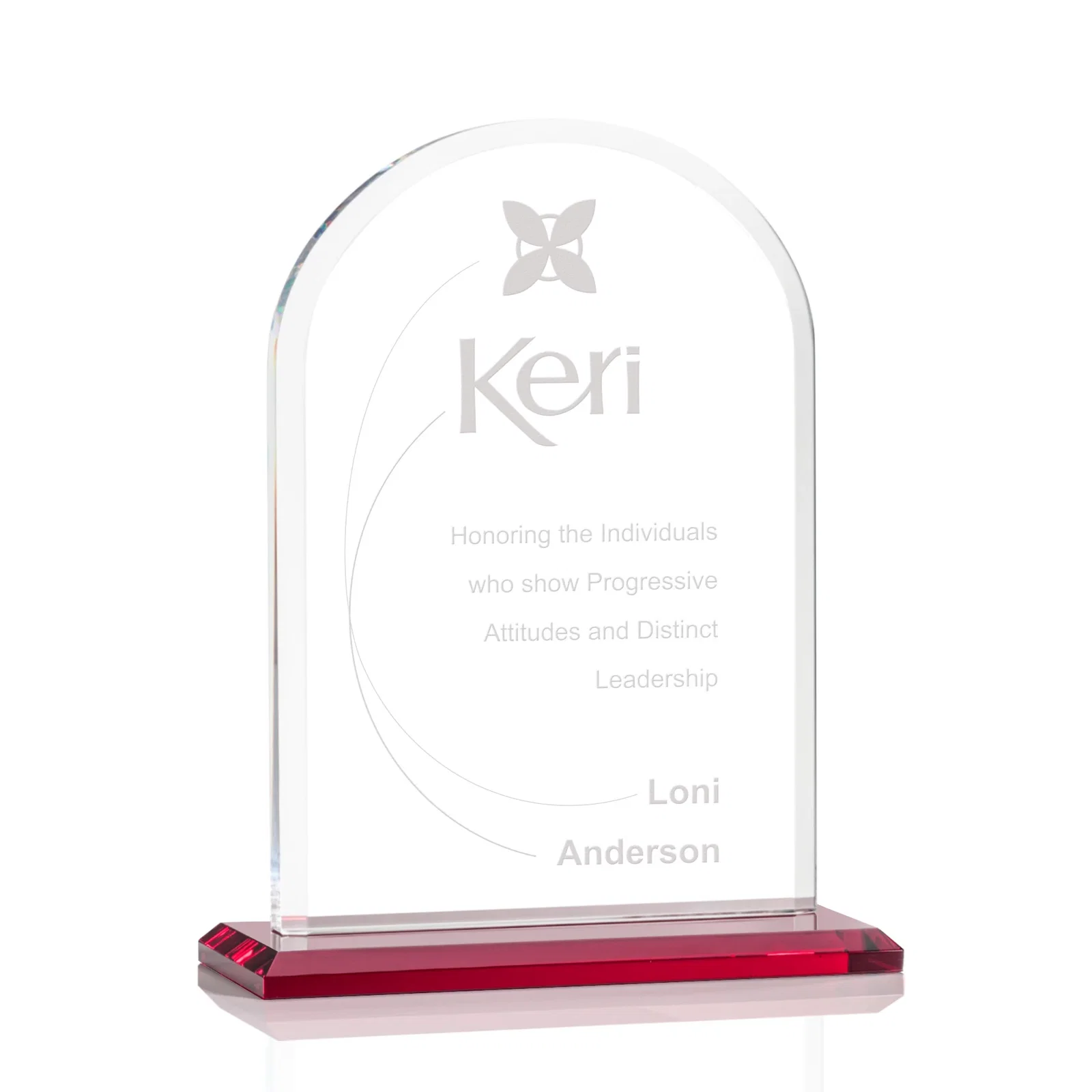 Personalized Thick Starfire Crystal Arch Award on a Color Base, awards for dealer and partner awards