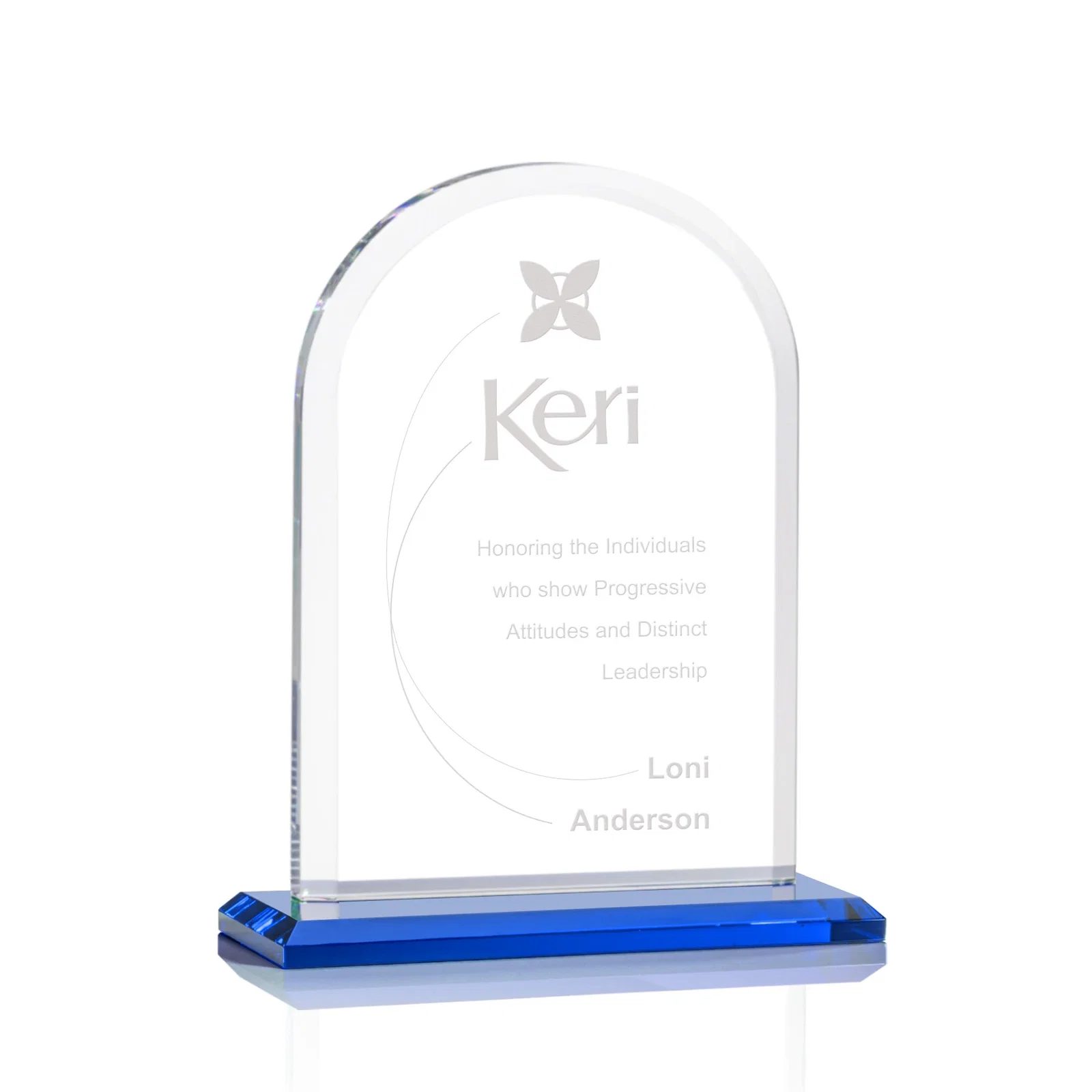 Promotional Thick Starfire Crystal Arch Award on a Color Base, awards for corporate award ceremonies