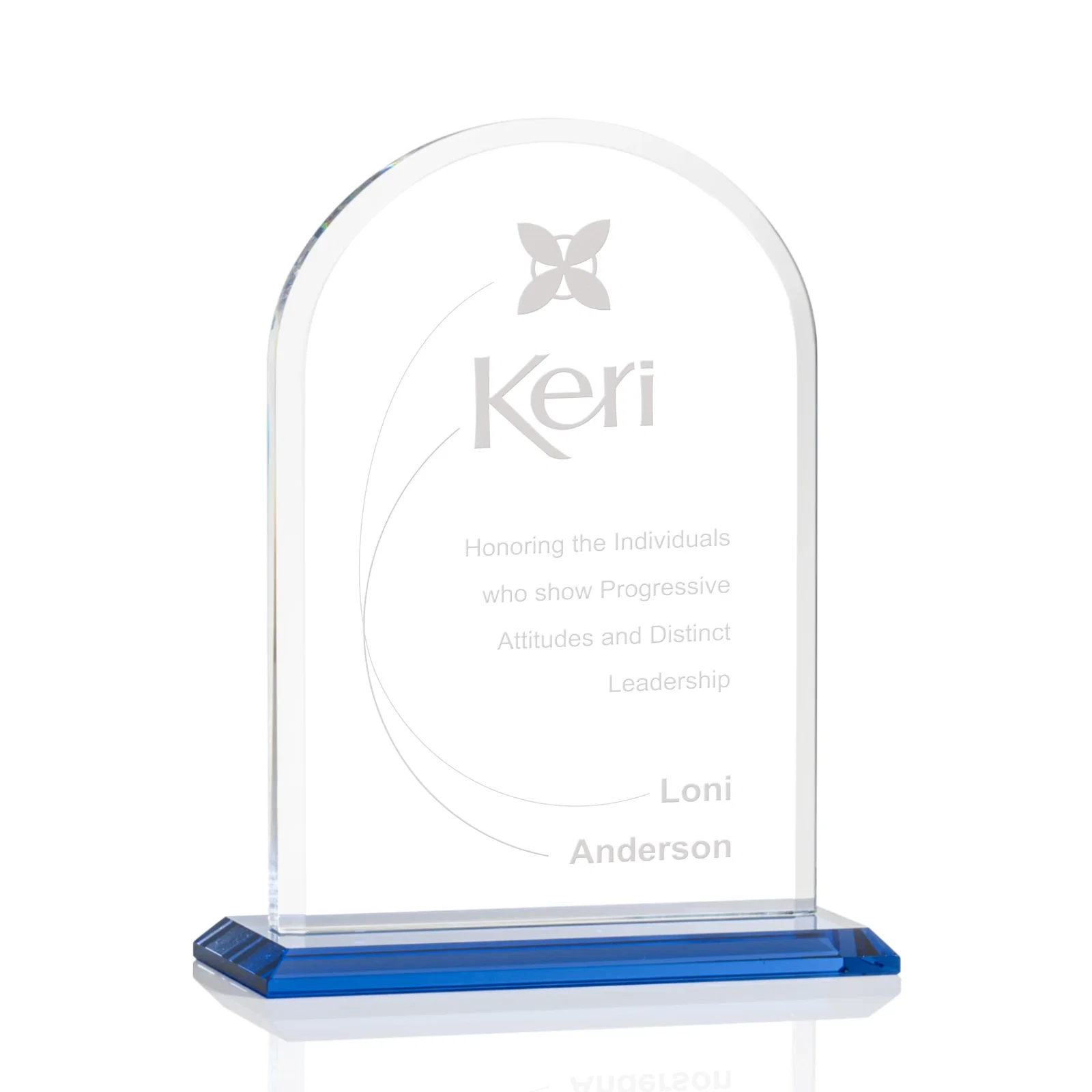 Promotional Thick Starfire Crystal Arch Award on a Color Base, awards for service anniversary gifts