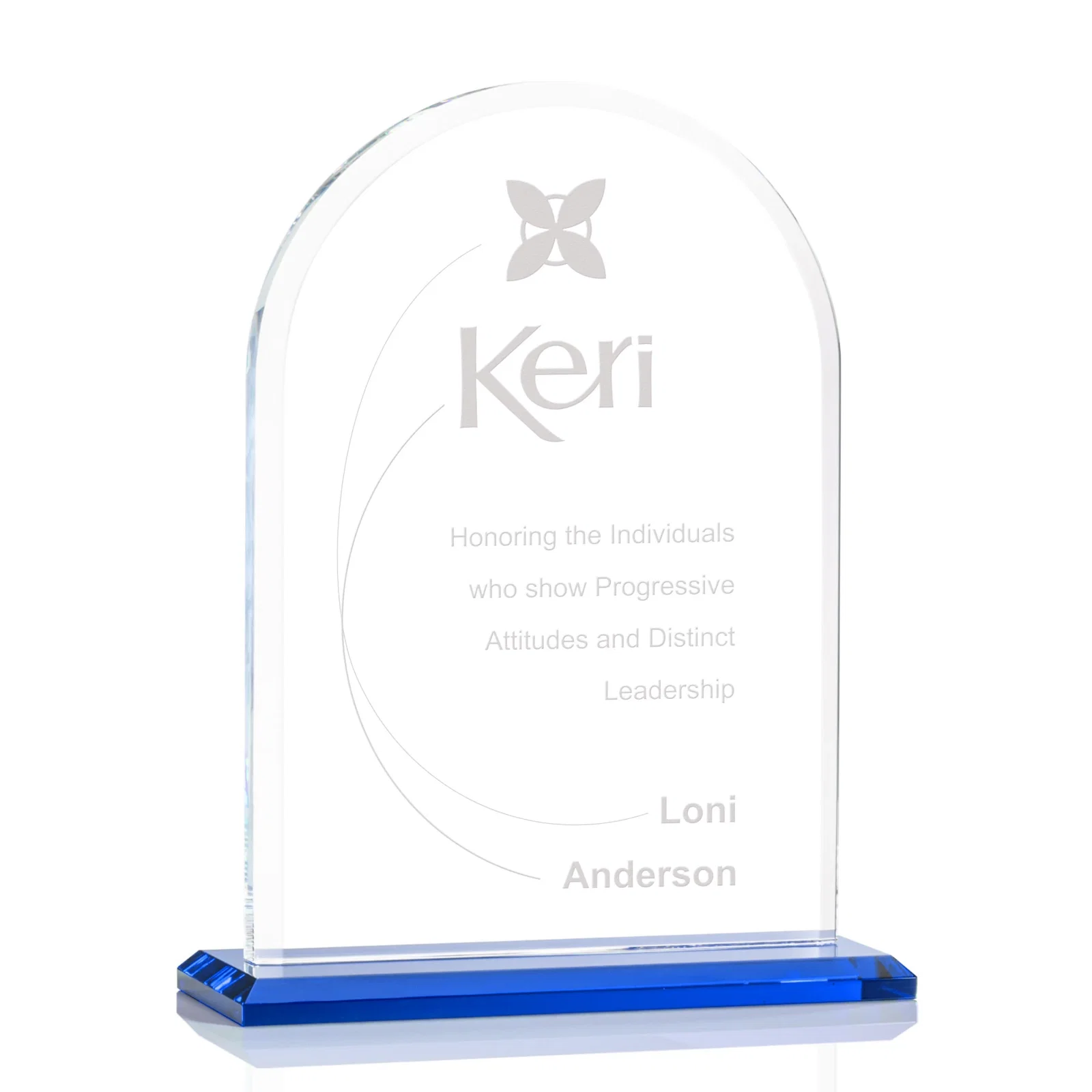 Promotional Thick Starfire Crystal Arch Award on a Color Base, awards for sales achievement awards