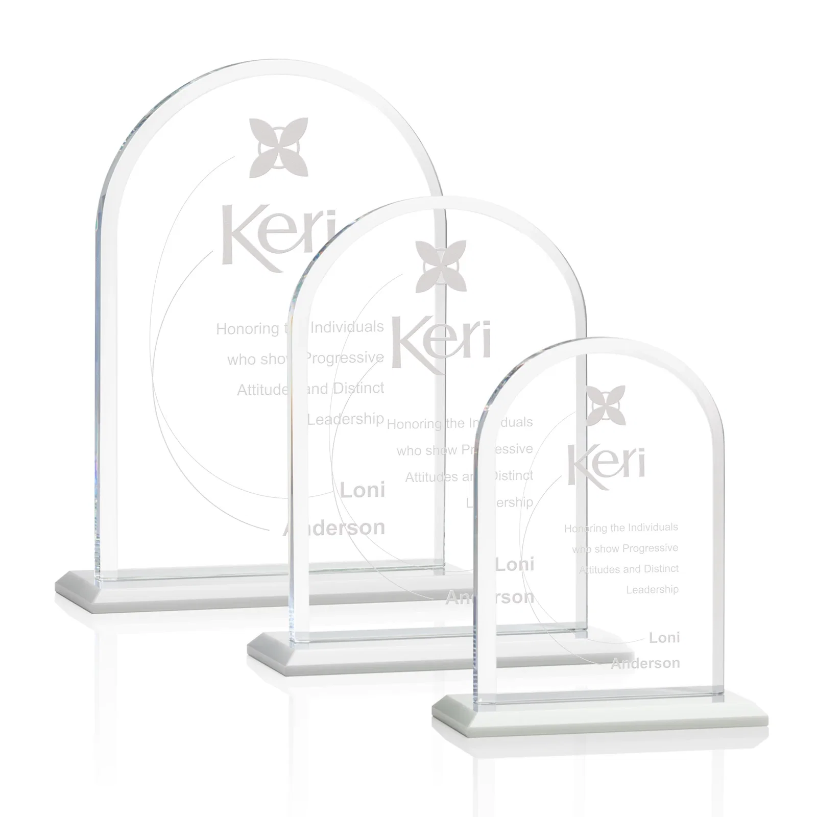 Promotional Thick Starfire Crystal Arch Award on a Color Base, awards for retirement presentations