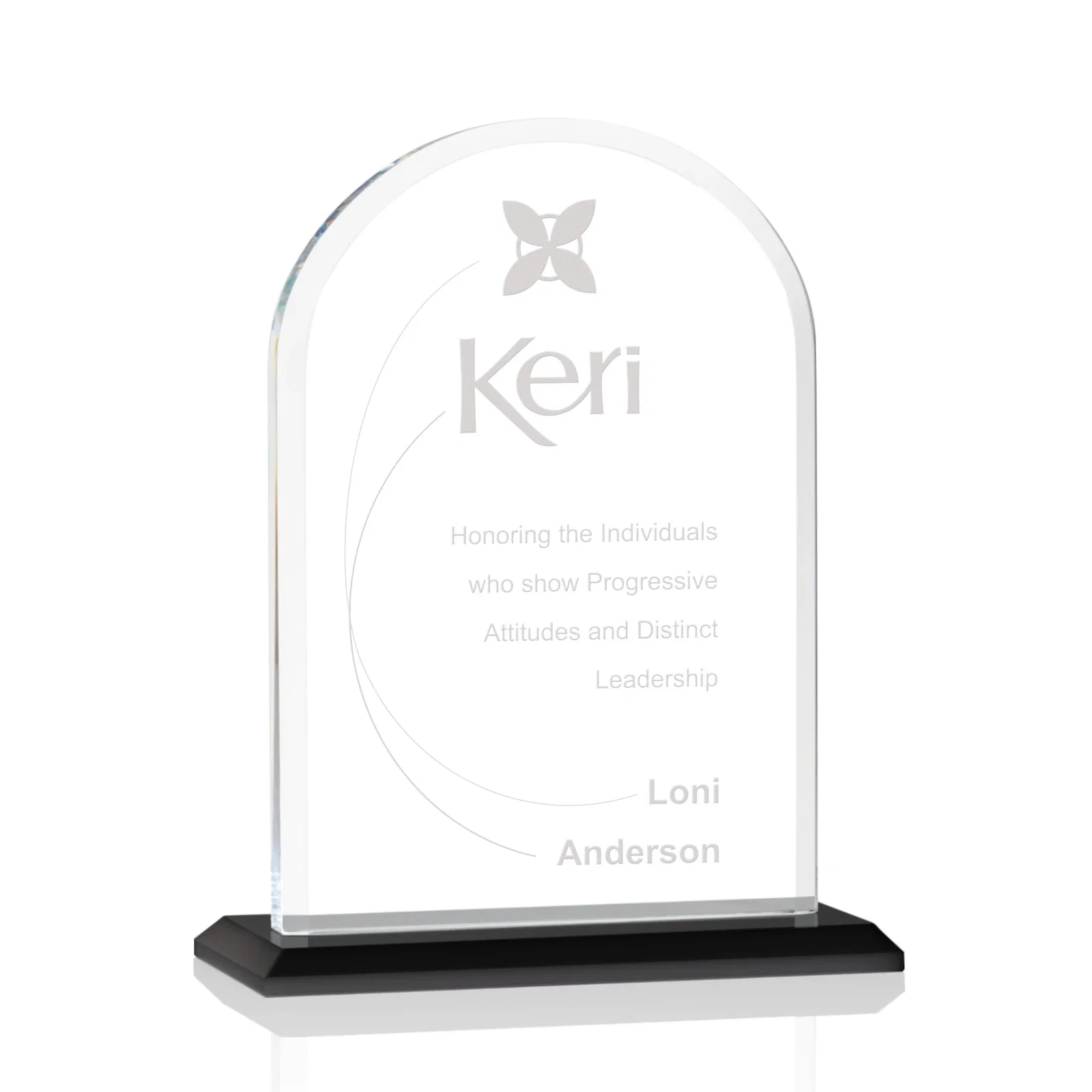 Custom Thick Starfire Crystal Arch Award on a Color Base, awards for service anniversary gifts