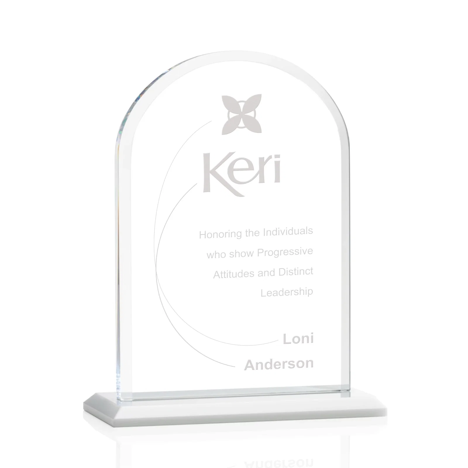 Promotional Thick Starfire Crystal Arch Award on a Color Base, awards for donor appreciation