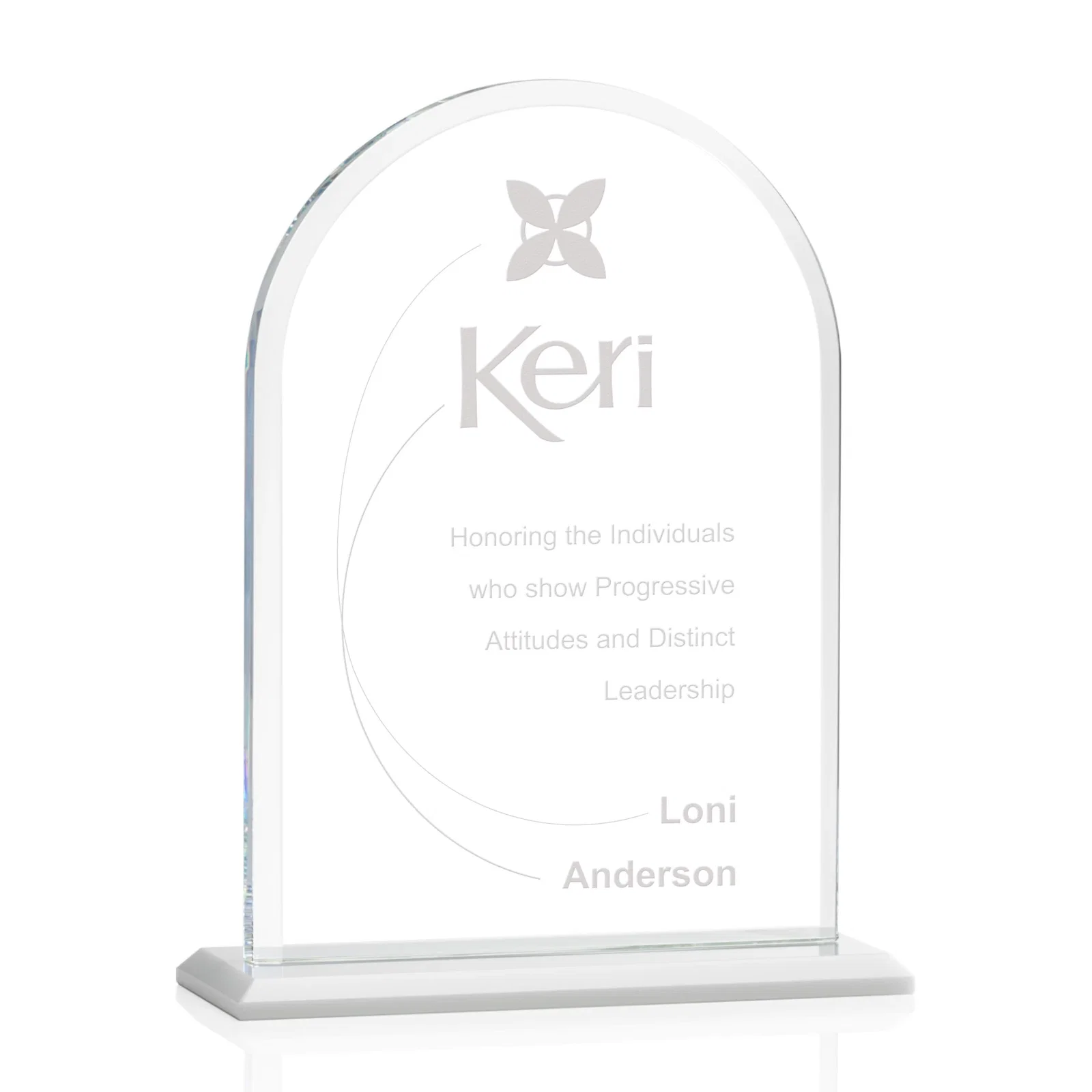 Promotional Thick Starfire Crystal Arch Award on a Color Base, awards for graduation ceremonies