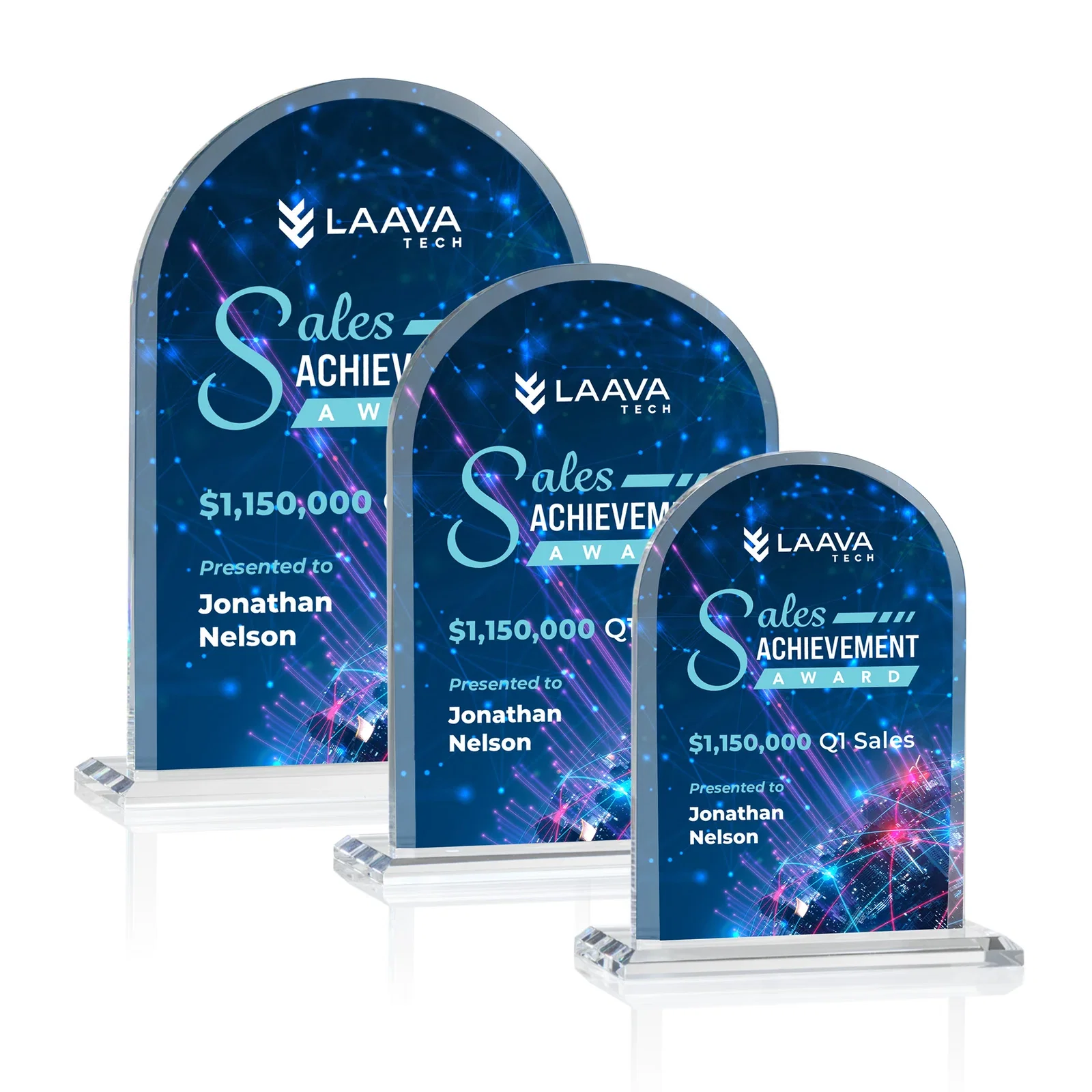 Promotional Thick Starfire Crystal Arch Award on a Color Base, awards for safety achievement programs