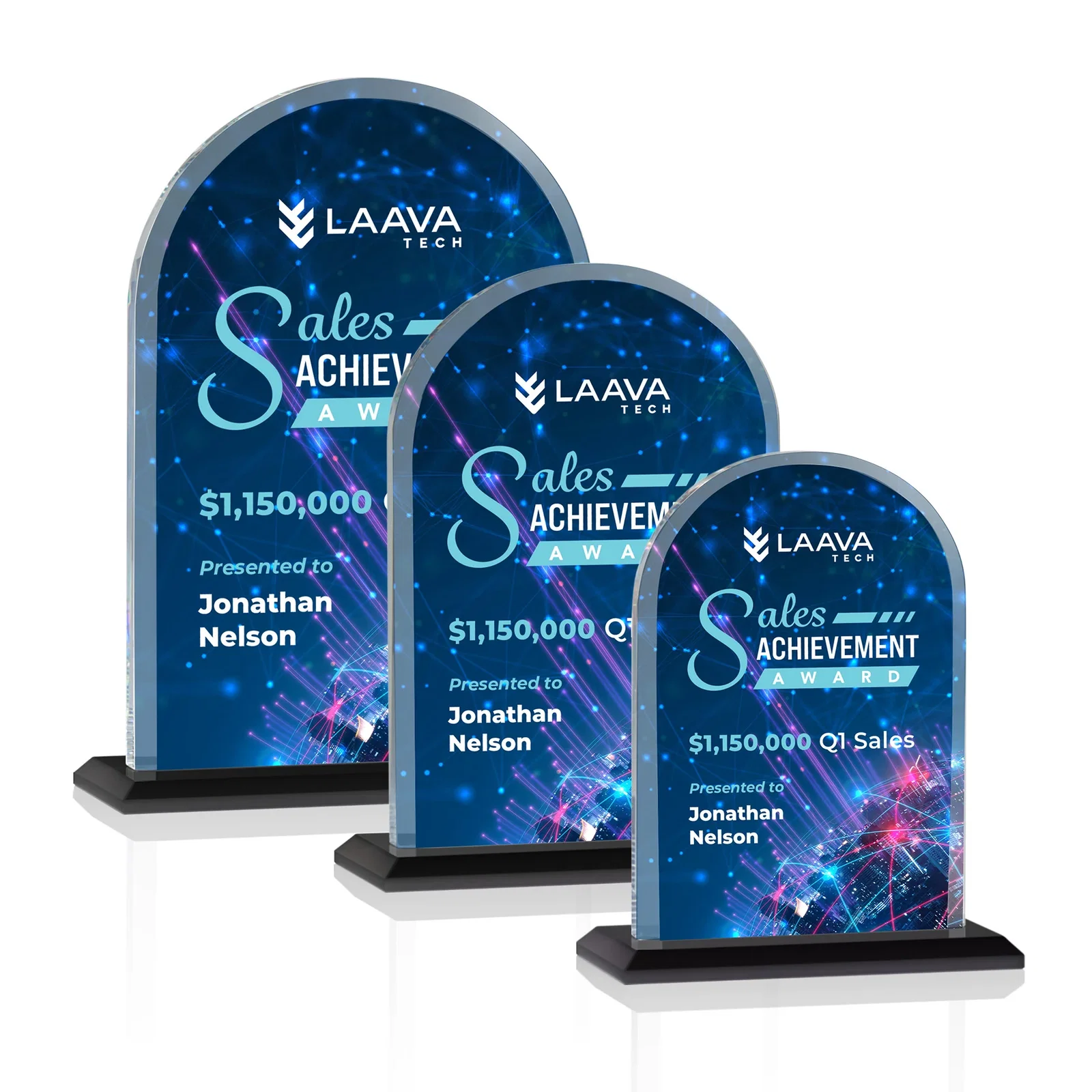 Branded Thick Starfire Crystal Arch Award on a Color Base, awards for safety achievement programs
