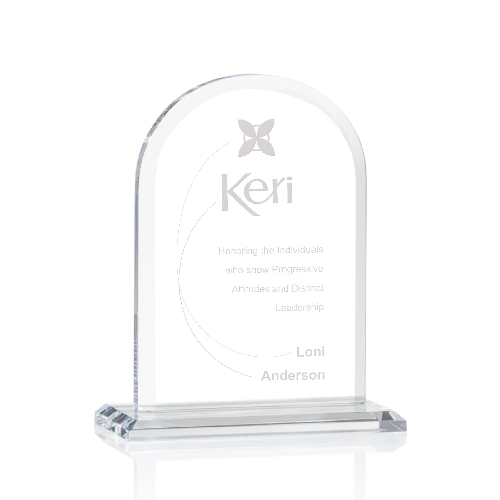 Custom Thick Starfire Crystal Arch Award on a Color Base, awards for team milestone celebrations