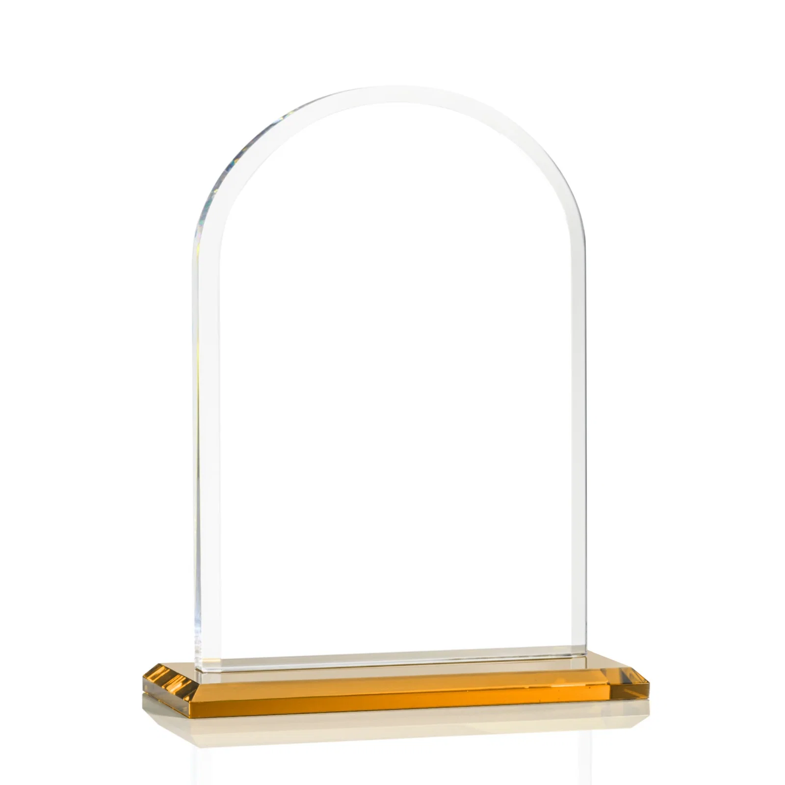 Customized Thick Starfire Crystal Arch Award on a Color Base, awards for company anniversary events