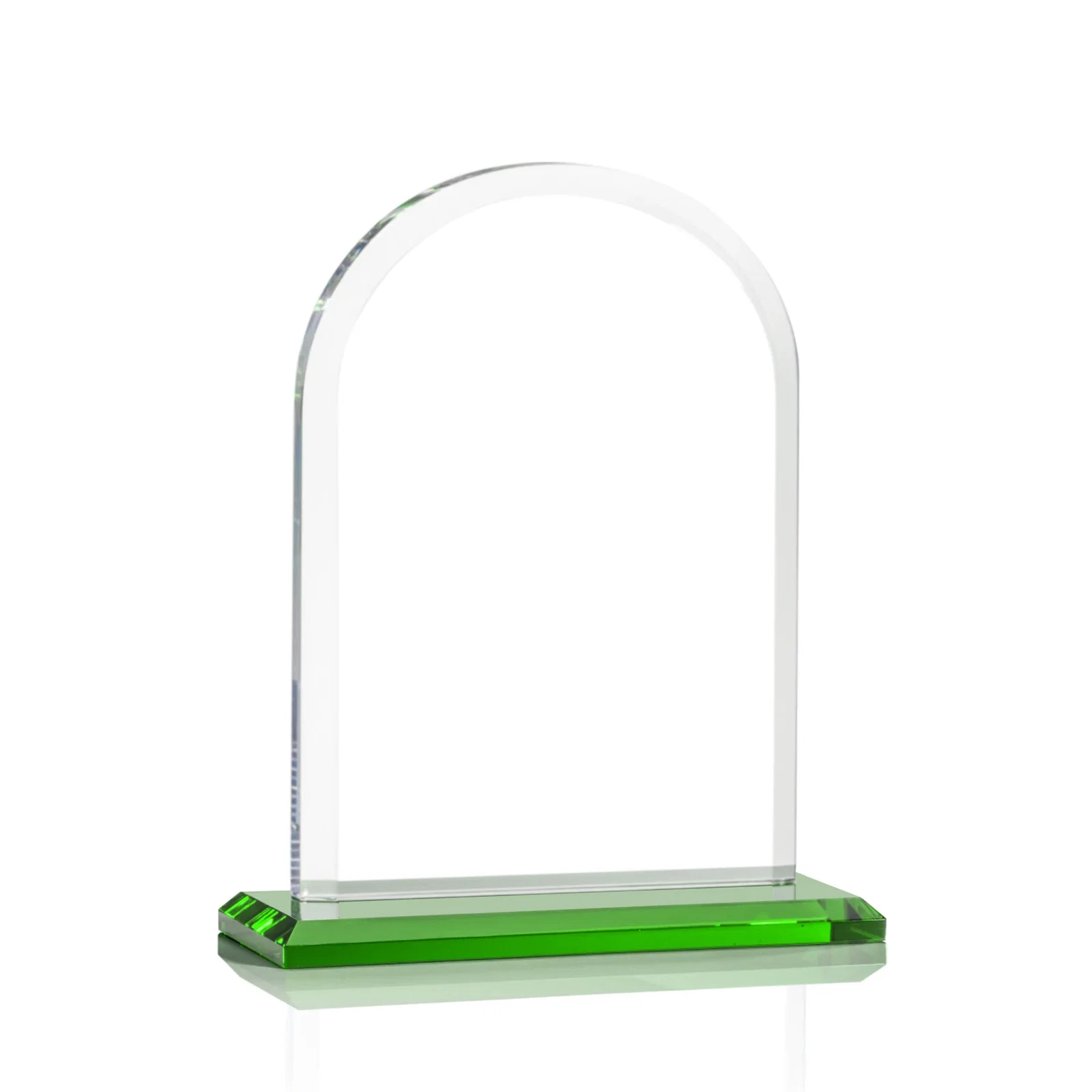 Custom engraved Thick Starfire Crystal Arch Award on a Color Base, awards for corporate award ceremonies