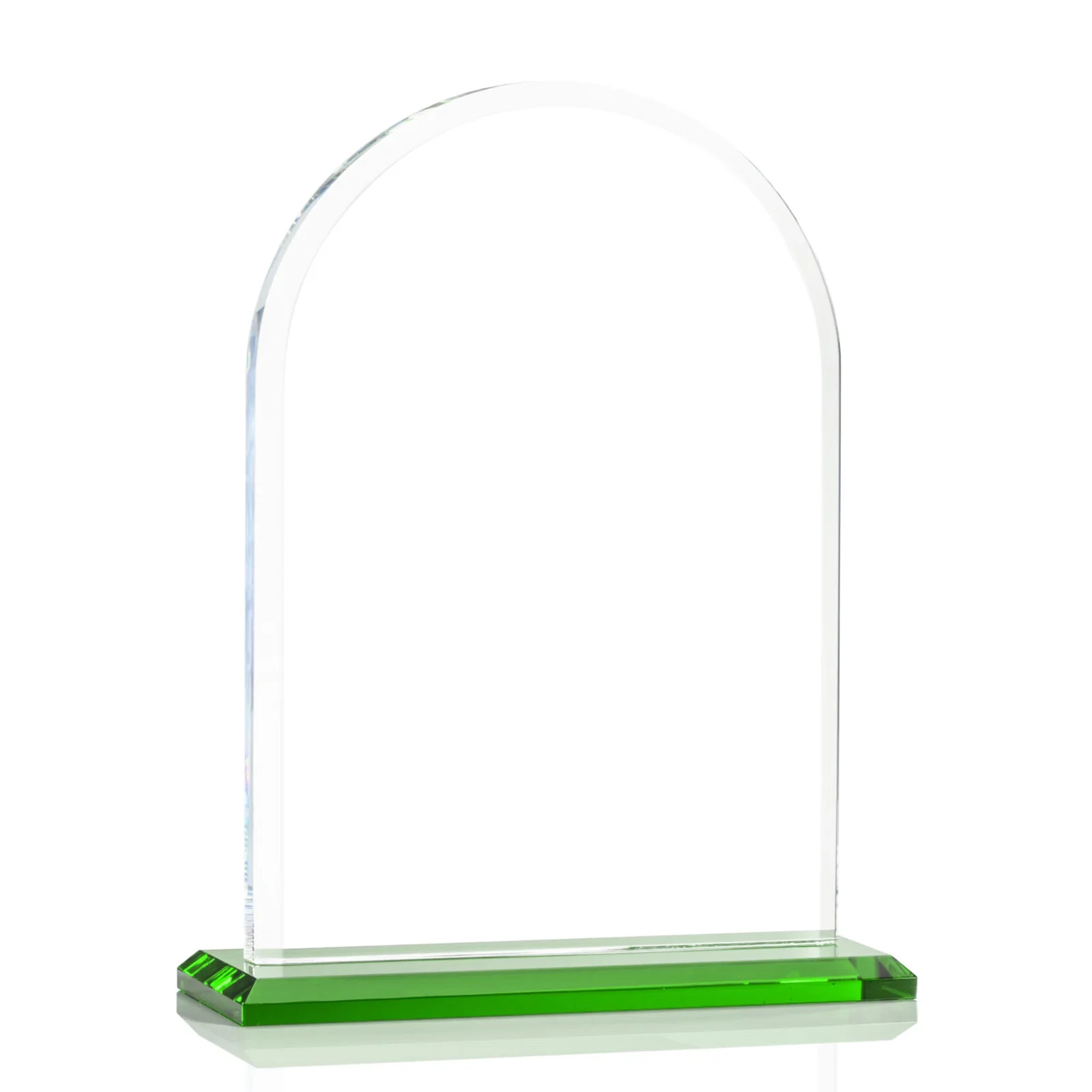 Custom engraved Thick Starfire Crystal Arch Award on a Color Base, awards for sales achievement awards