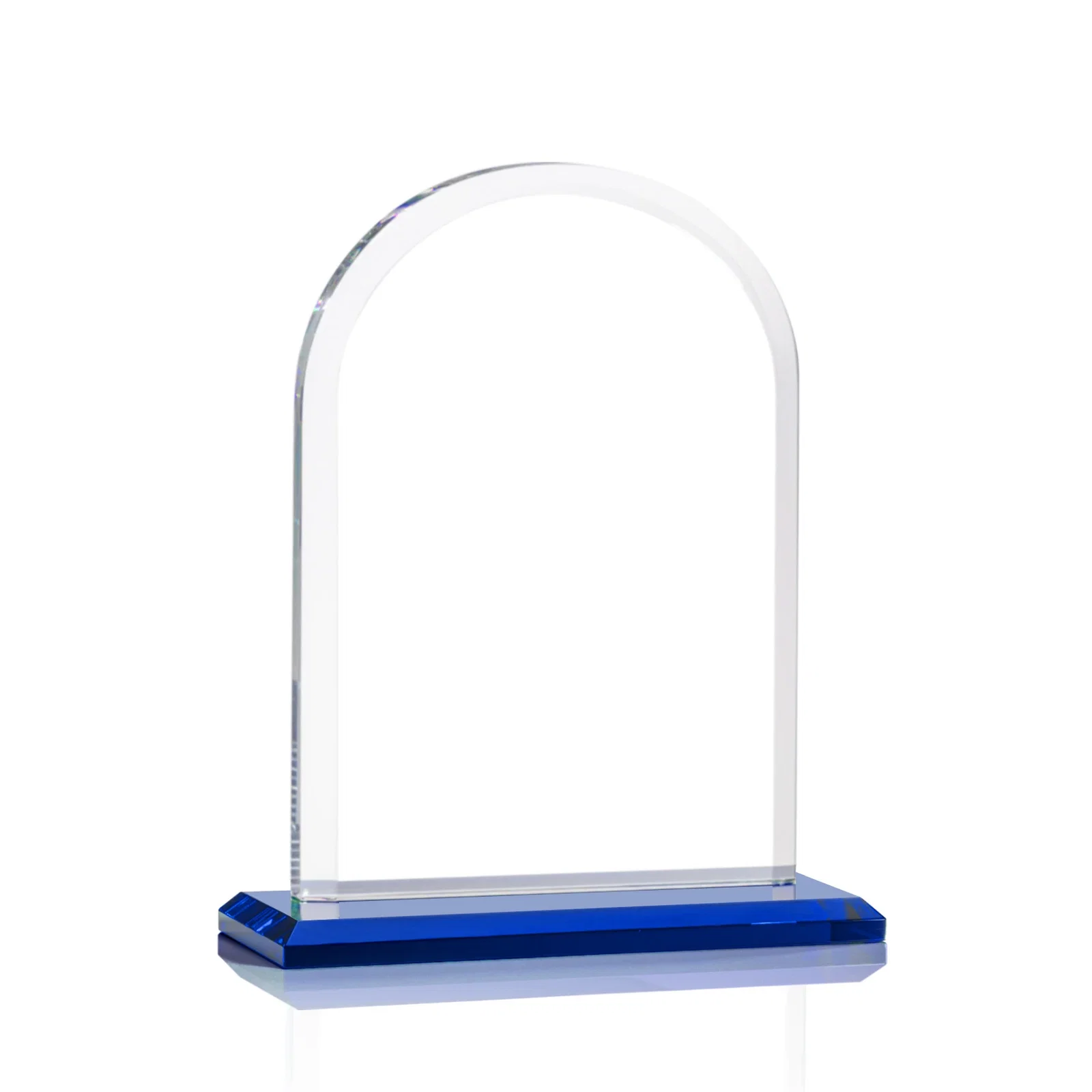 Custom engraved Thick Starfire Crystal Arch Award on a Color Base, awards for retirement presentations