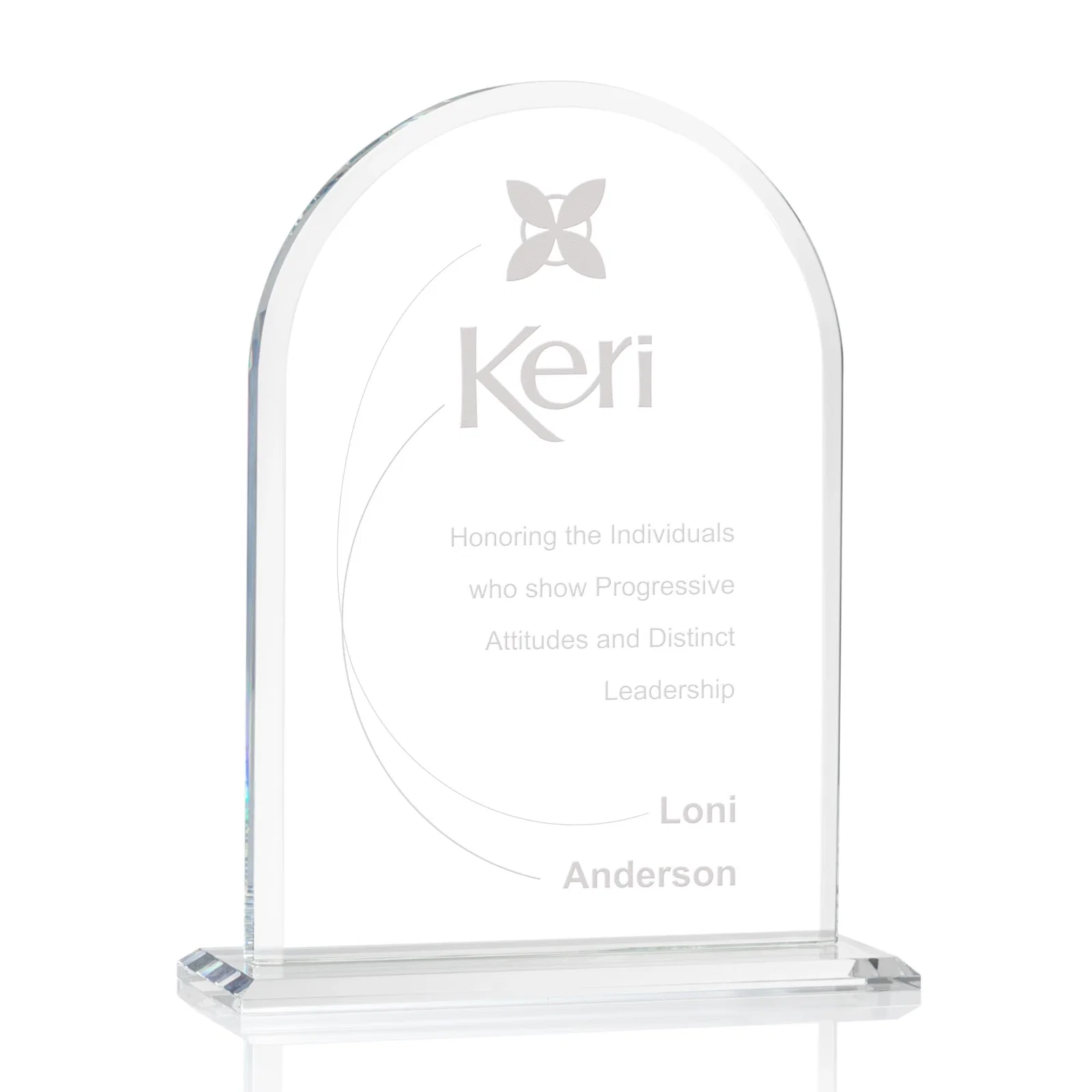 Custom Thick Starfire Crystal Arch Award on a Color Base, awards for graduation ceremonies