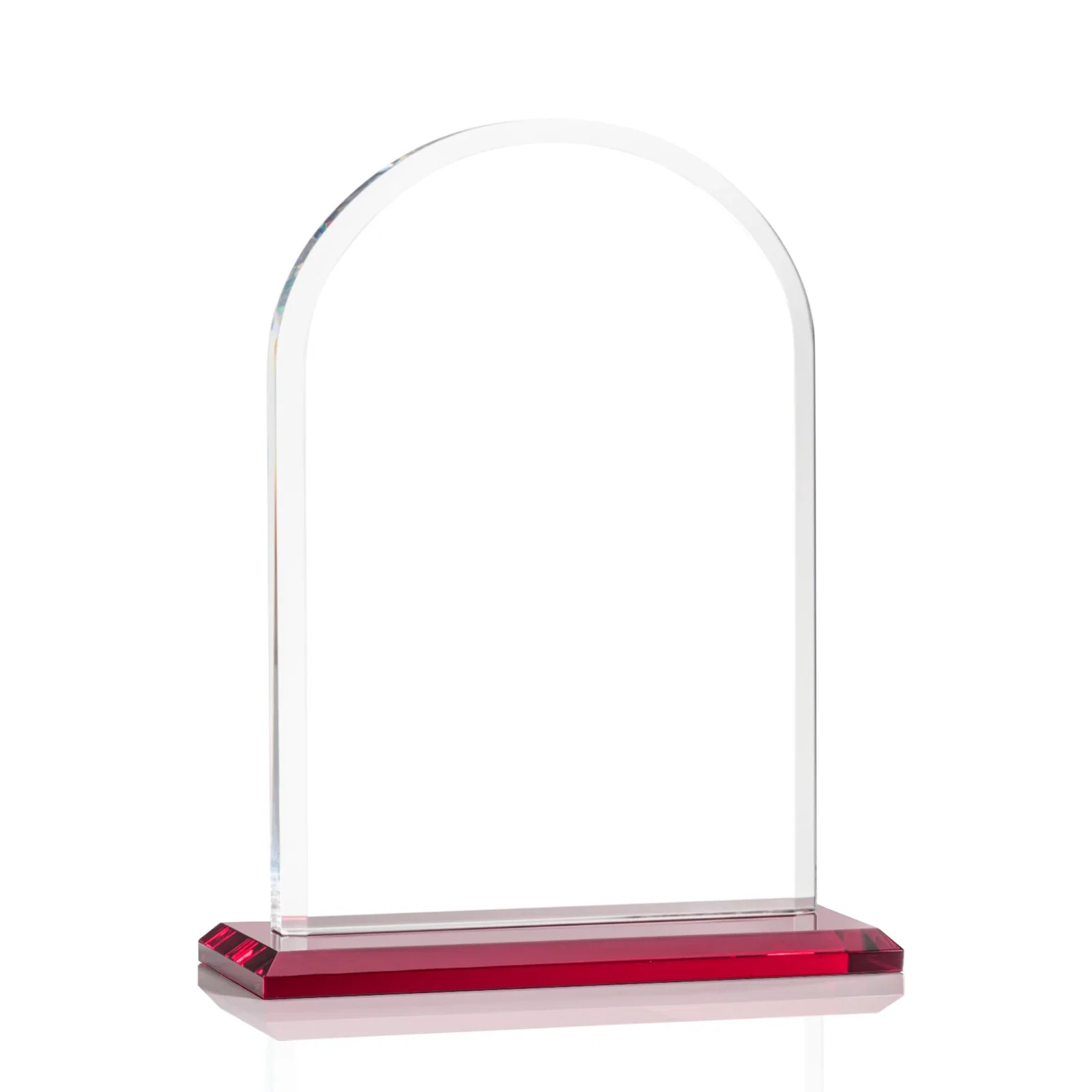 Custom engraved Thick Starfire Crystal Arch Award on a Color Base, awards for safety achievement programs