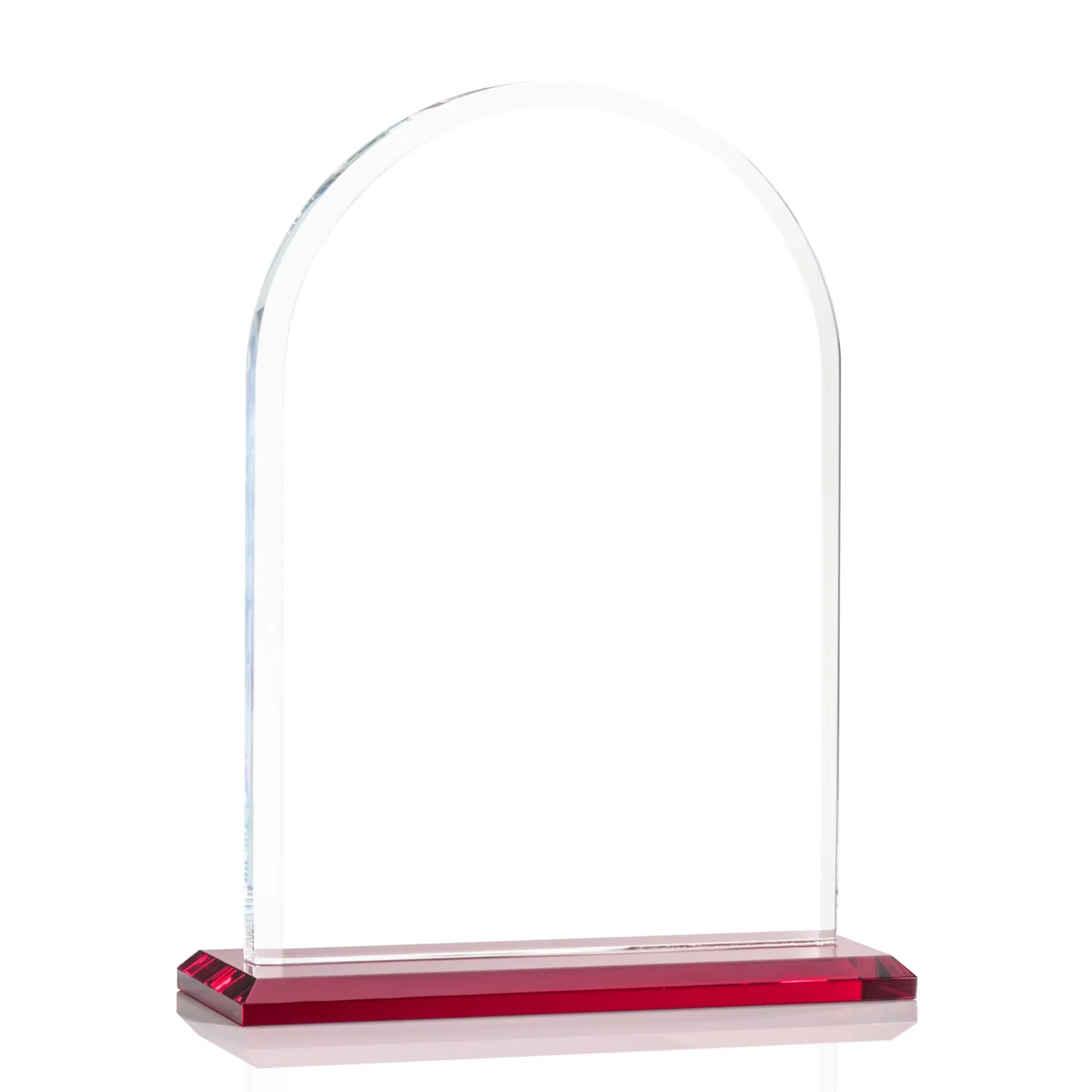Custom engraved Thick Starfire Crystal Arch Award on a Color Base, awards for volunteer appreciation