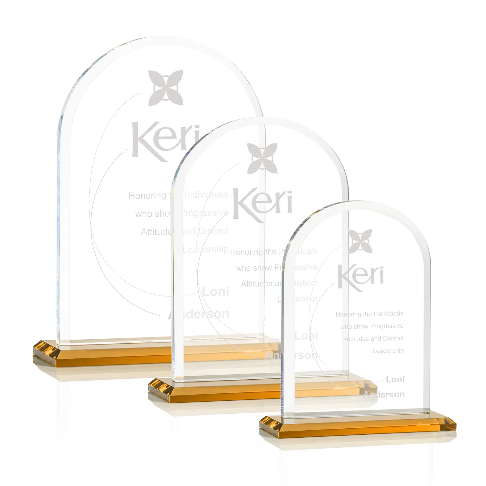 Custom Thick Starfire Crystal Arch Award on a Color Base, awards for safety achievement programs