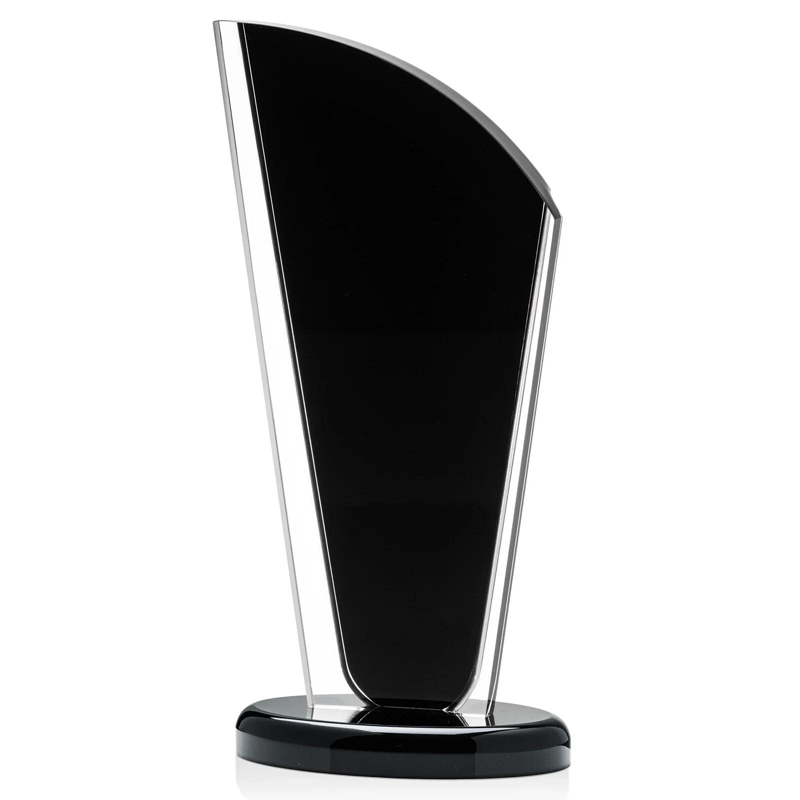 Personalized Tall Acrylic Peak Award With Clear Side Panels on Ebony Base for service anniversary gifts