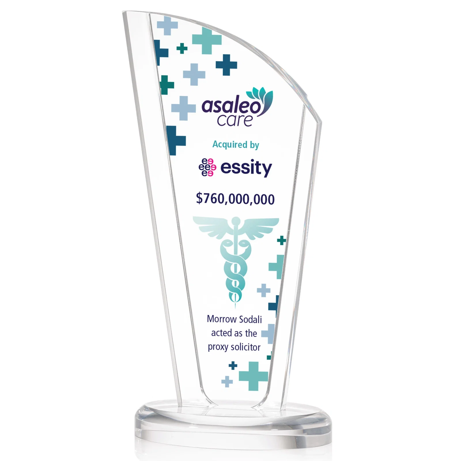 Custom Tall Acrylic Peak Award With Clear Side Panels on Ebony Base for safety achievement programs