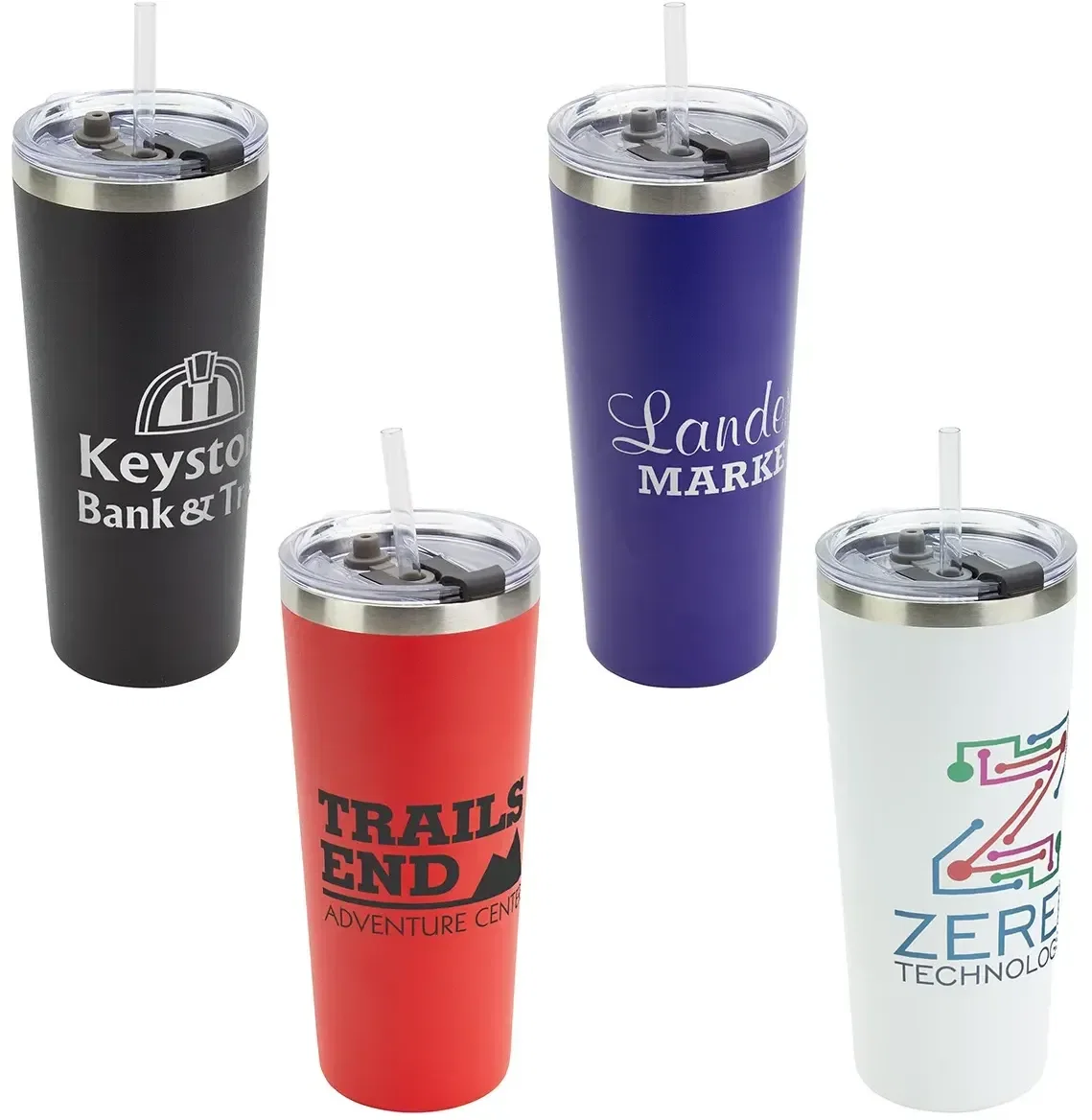 Brighton 20 oz straw-lid vacuum tumbler, custom branded promotional drinkware, front view