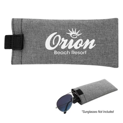 Heathered eyeglass pouch with a contrast accent along the edge