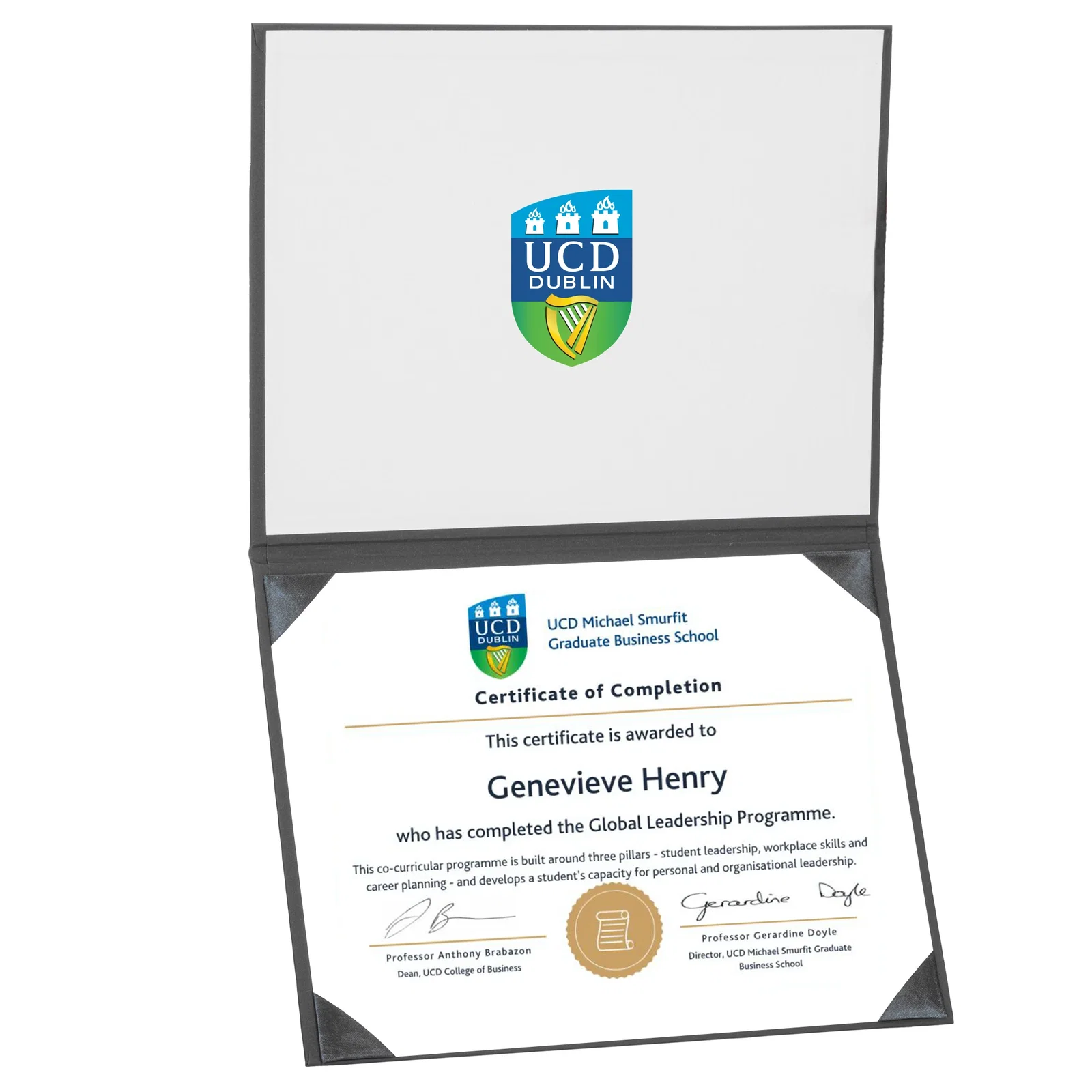 Custom Bristol Board Certificate Holder with Satin Corner Mounts for donor appreciation
