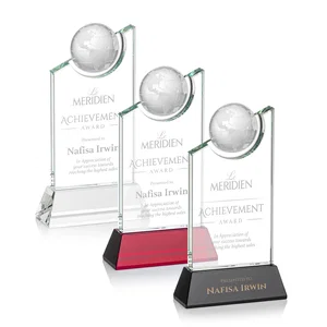 Optical Crystal Award with a Suspended Half-Globe