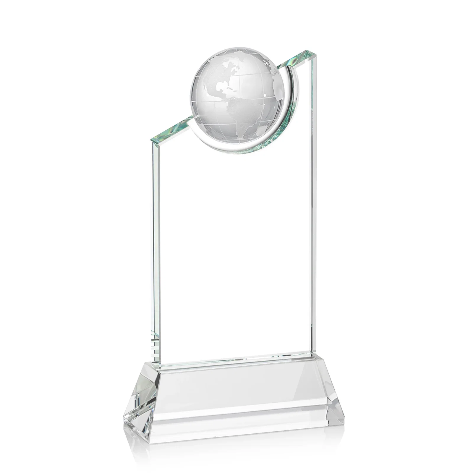 Personalized Optical Crystal Award with a Suspended Half-Globe for graduation ceremonies