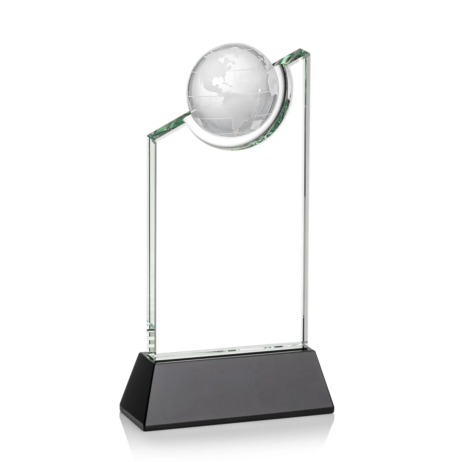 Personalized Optical Crystal Award with a Suspended Half-Globe for safety achievement programs
