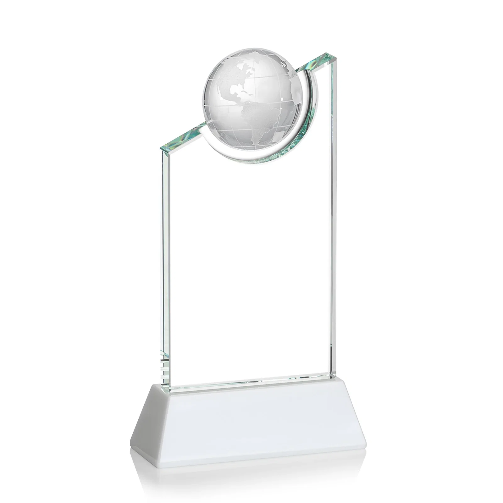 Personalized Optical Crystal Award with a Suspended Half-Globe for company anniversary events