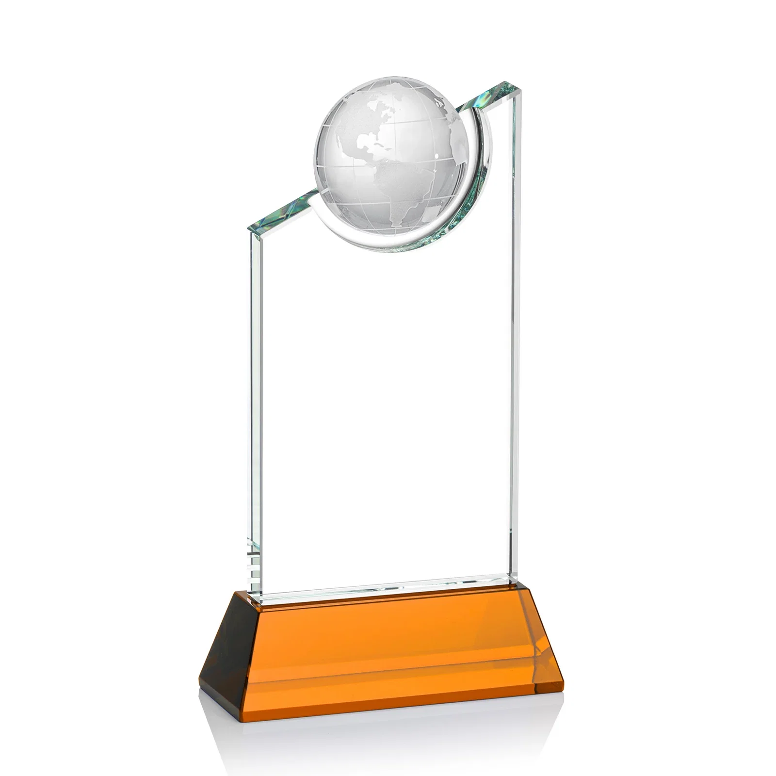 Promotional Optical Crystal Award with a Suspended Half-Globe for employee recognition