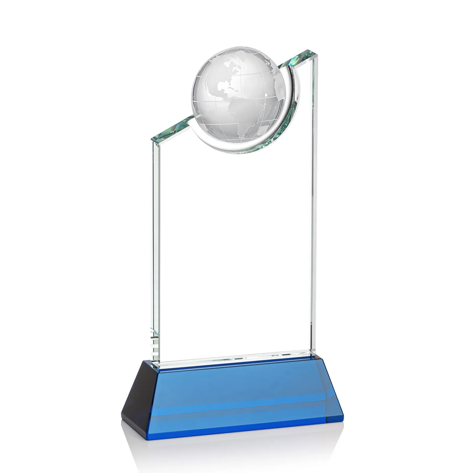 Promotional Optical Crystal Award with a Suspended Half-Globe for service anniversary gifts