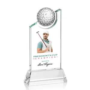 Optical Crystal Wedge Award with Half Ball Suspended in Opening