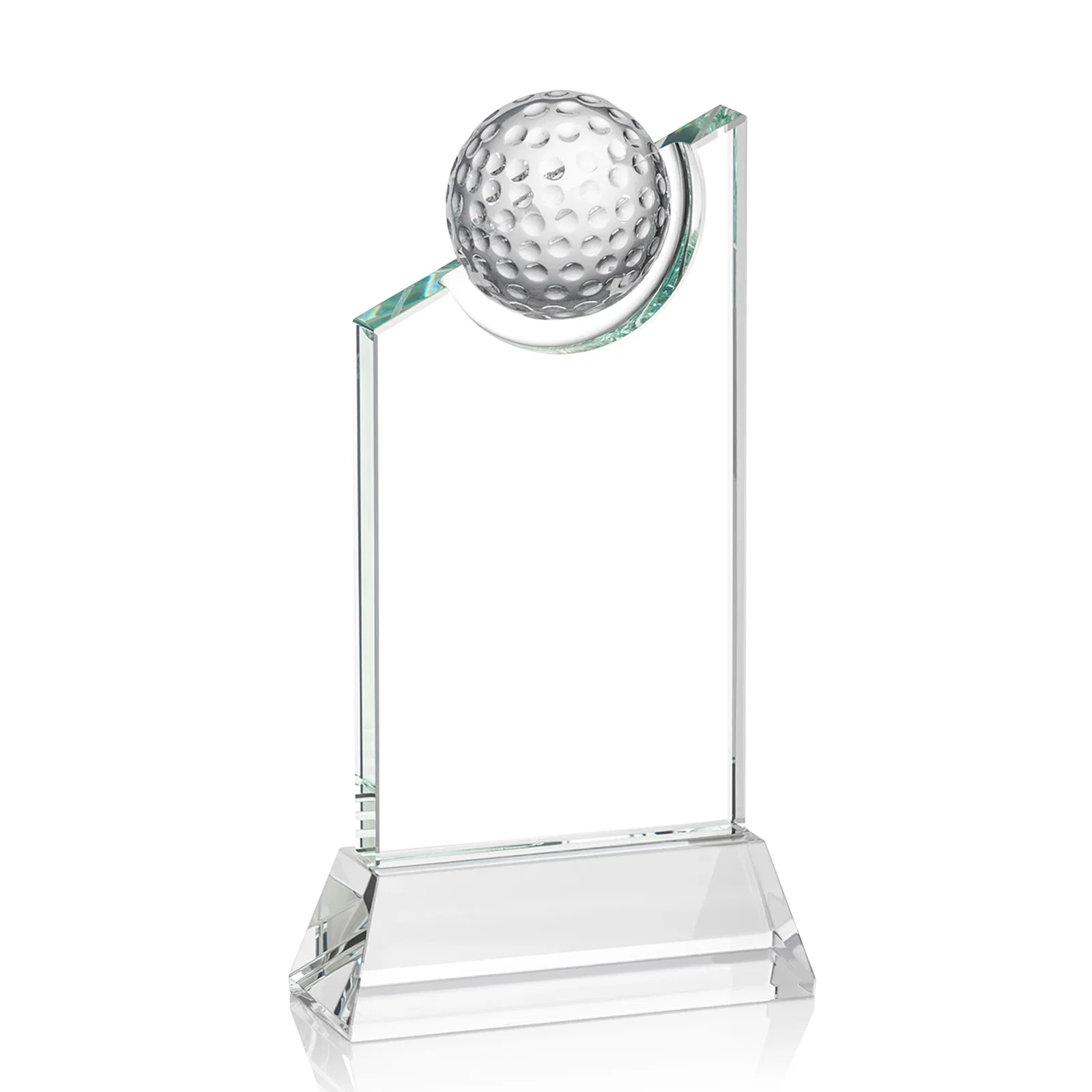 Personalized Optical Crystal Wedge Award with Half Ball Suspended in Opening for donor appreciation