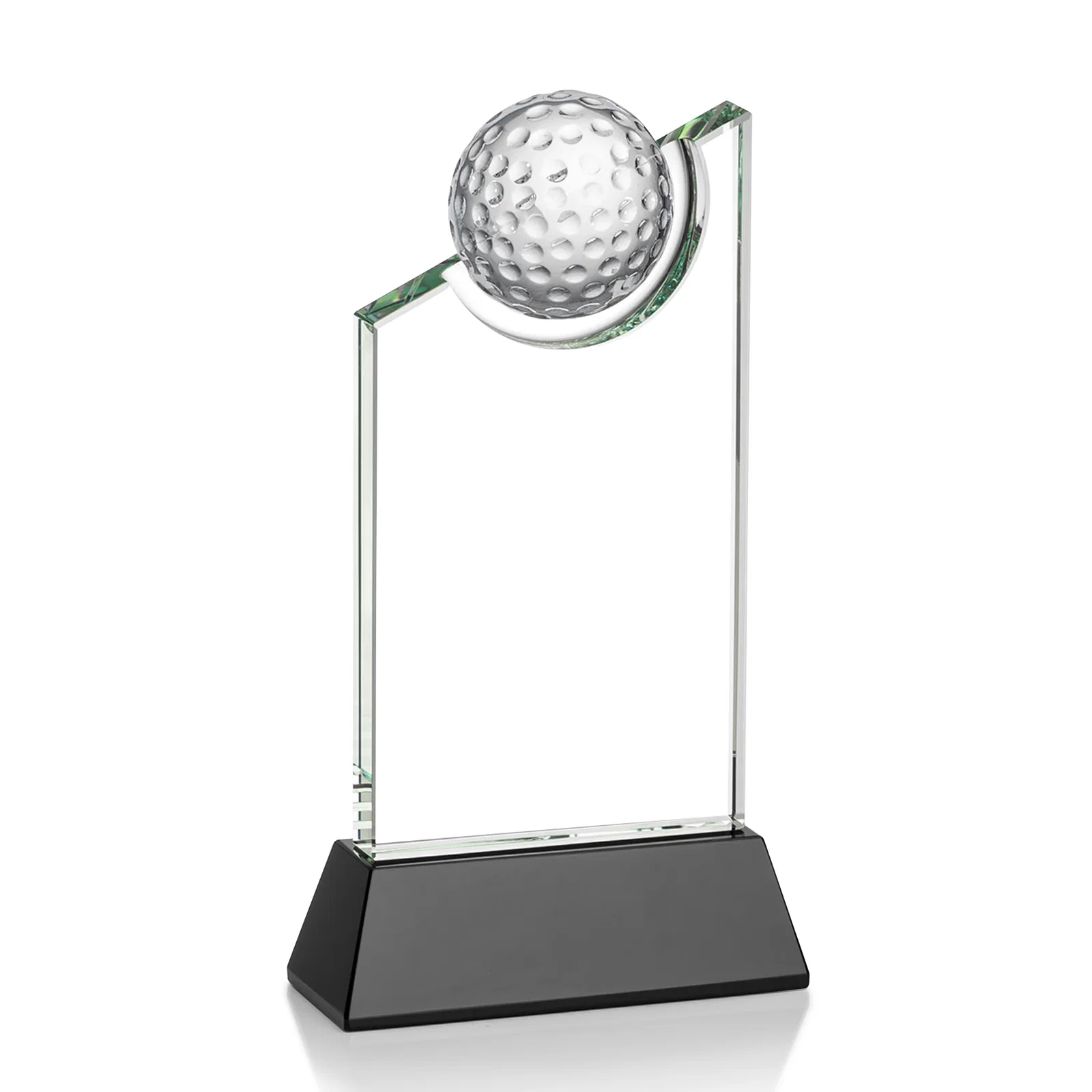 Personalized Optical Crystal Wedge Award with Half Ball Suspended in Opening for graduation ceremonies