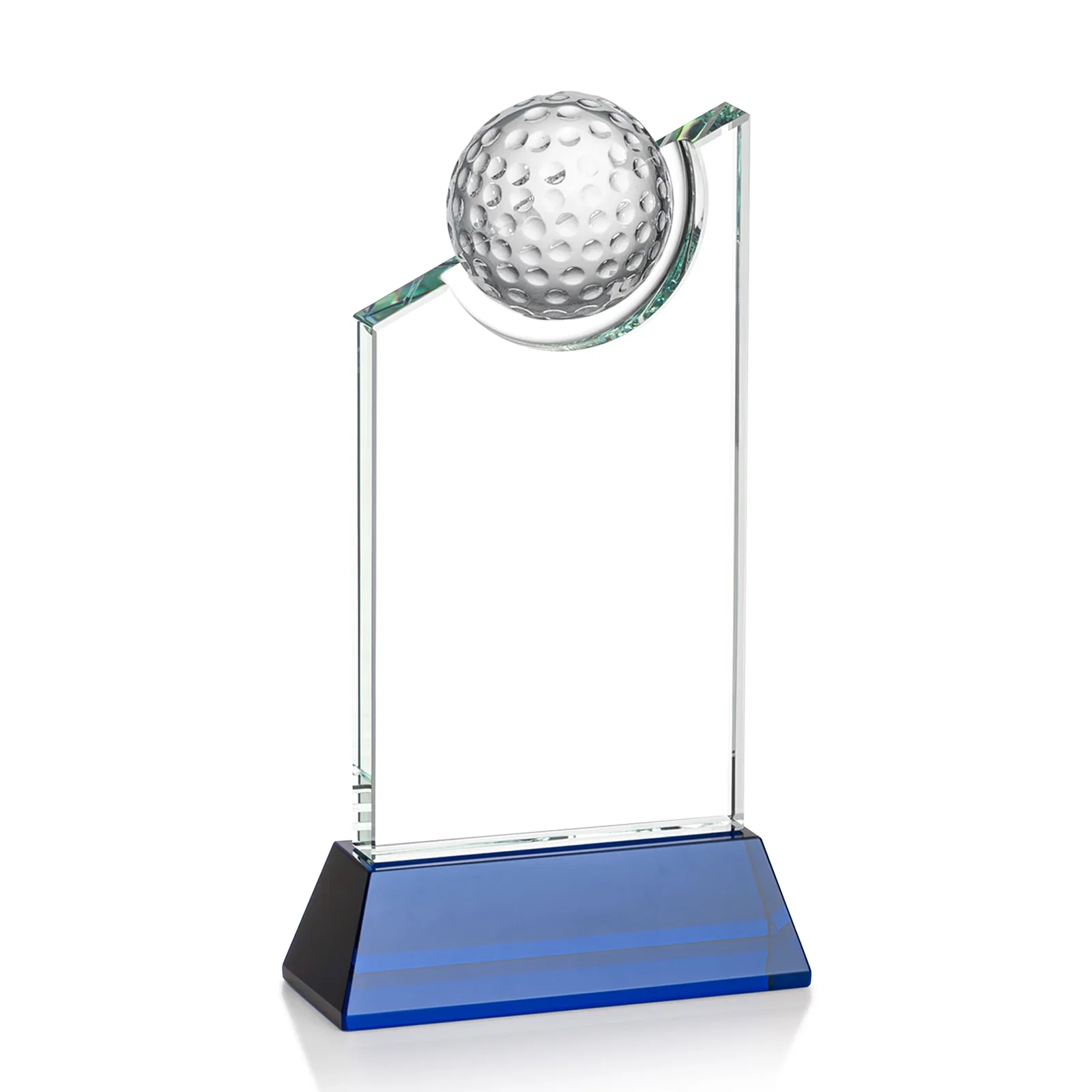 Personalized Optical Crystal Wedge Award with Half Ball Suspended in Opening for safety achievement programs