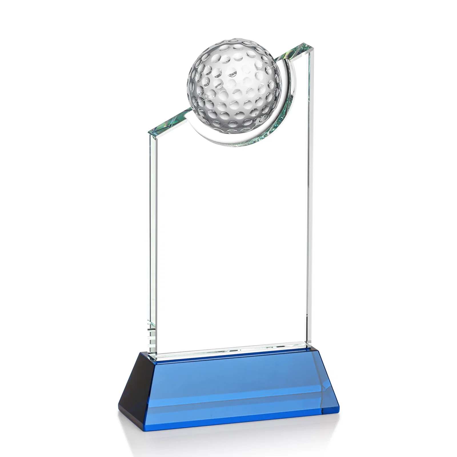 Personalized Optical Crystal Wedge Award with Half Ball Suspended in Opening for dealer and partner awards