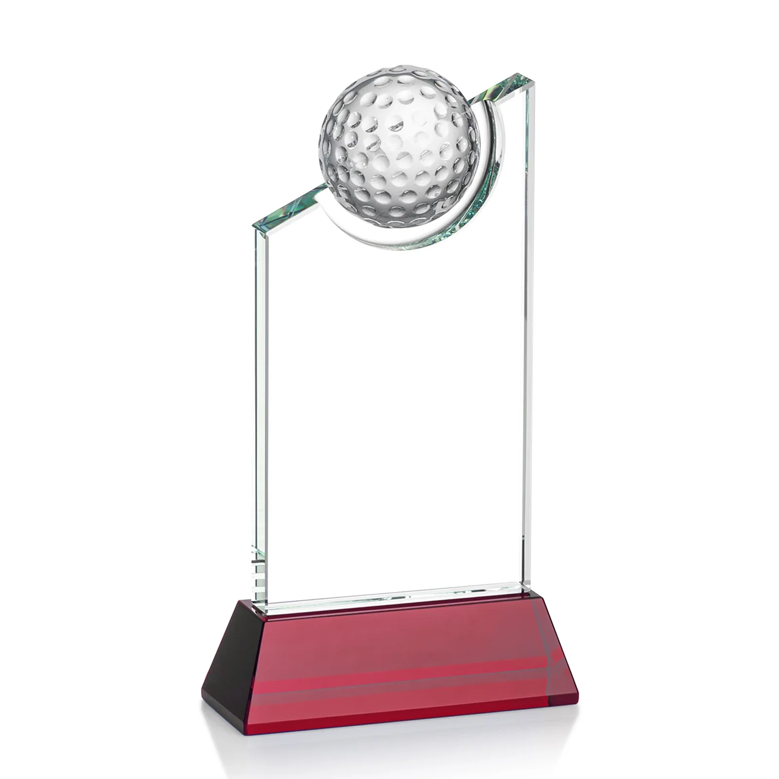 Promotional Optical Crystal Wedge Award with Half Ball Suspended in Opening for corporate award ceremonies